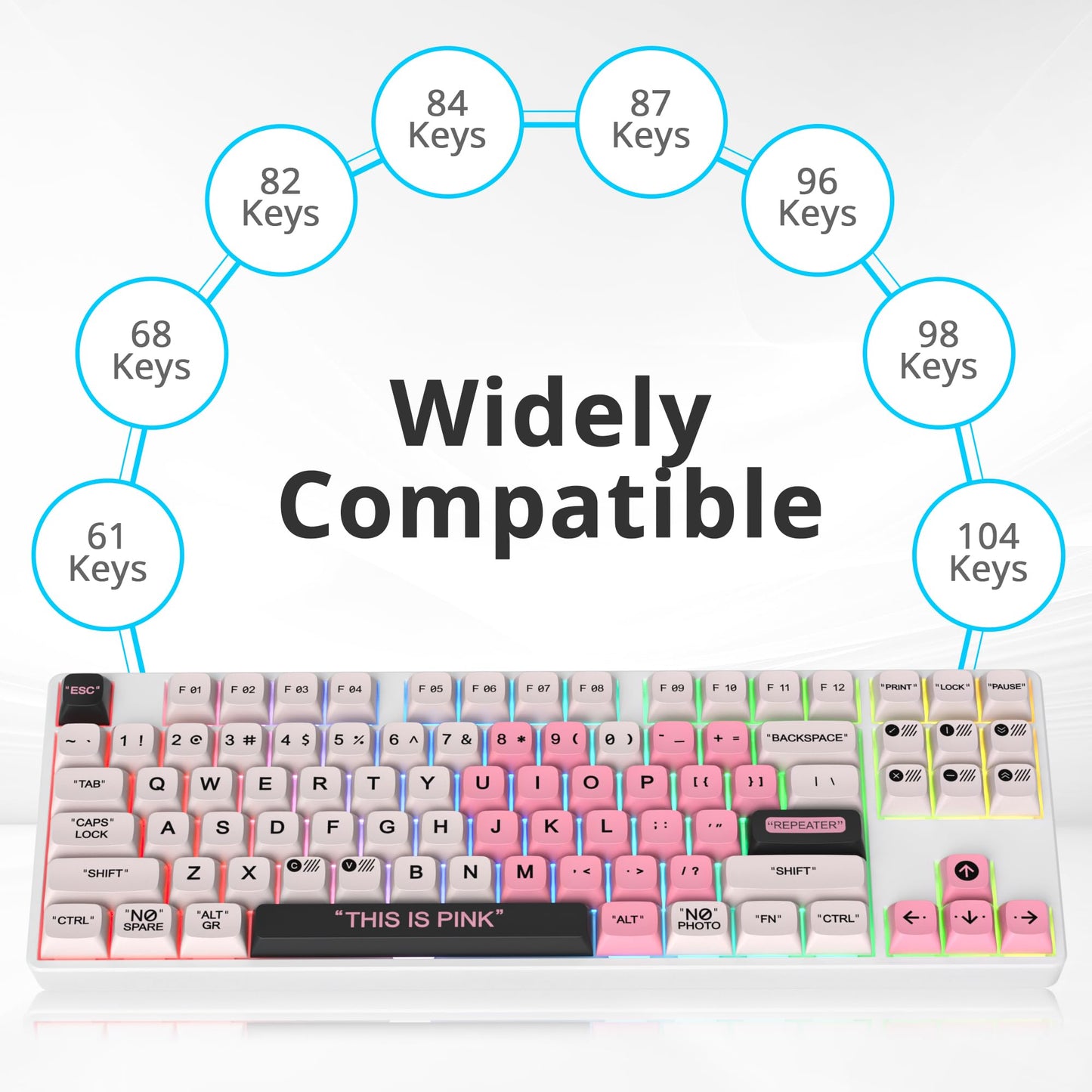 GTSP 61 Keycaps 60 Percent, Ducky One 2 Mini Keycaps for Mechanical Keyboard OEM Profile RGB PBT Keycap Set with Key Puller for Cherry MX Switches SK 61/Joker (Only keycaps) Blue