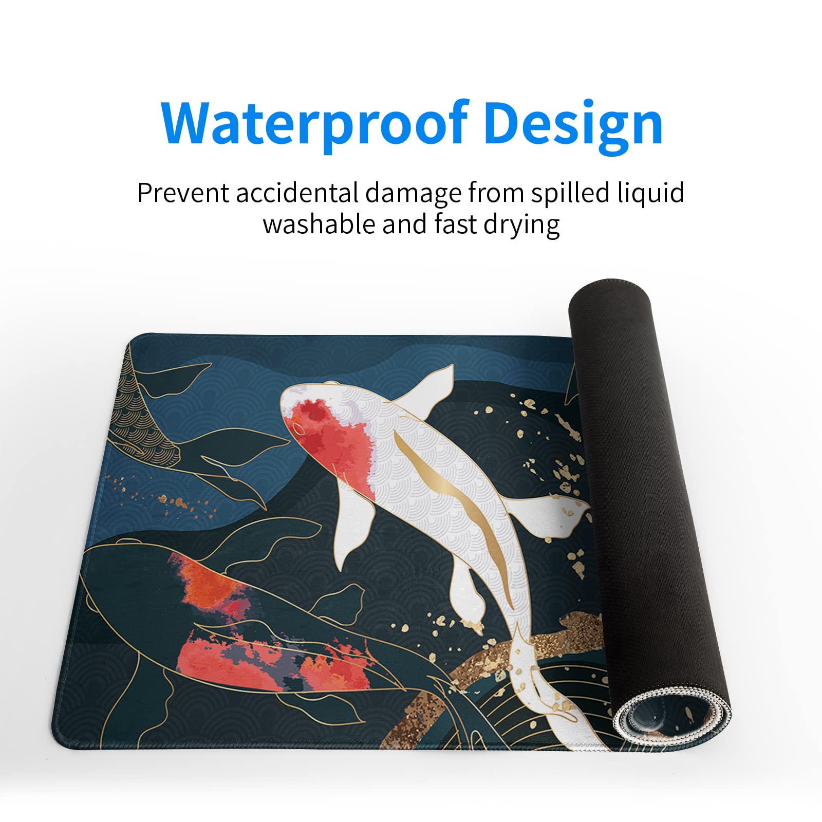 Gaming Mouse Pad – Large Non Slip Mouse Mat with Sea Wave Design, 31.5x11.8 Inch Mousepad