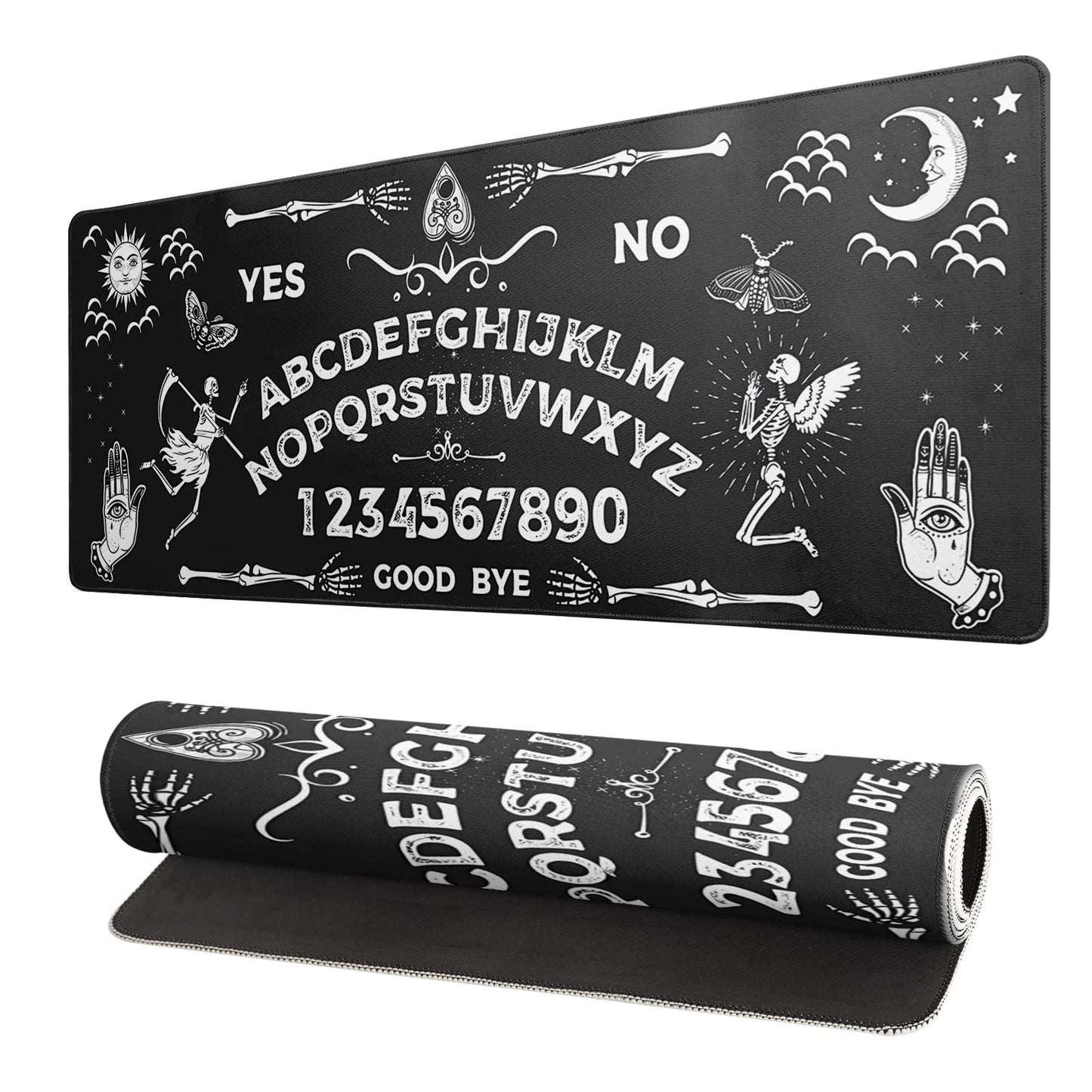 Japanese Gaming Mouse Pad Abstract Black Mouse Pad 31.5x11.8 Inch Black Sea Wave Texture Non-Slip Rubber Base Large Ocean Mousepad Stitched Edges Keyboard Mouse Mat Desk Pad for Office and Home