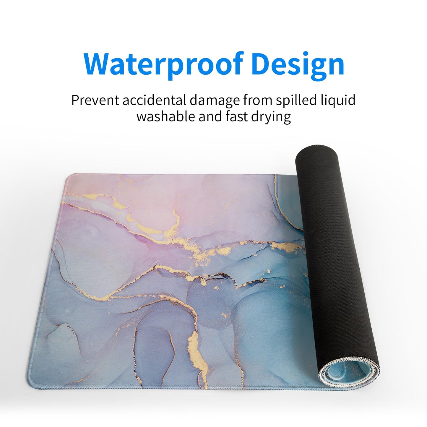 Japanese Gaming Mouse Pad Abstract Black Mouse Pad 31.5x11.8 Inch Black Sea Wave Texture Non-Slip Rubber Base Large Ocean Mousepad Stitched Edges Keyboard Mouse Mat Desk Pad for Office and Home