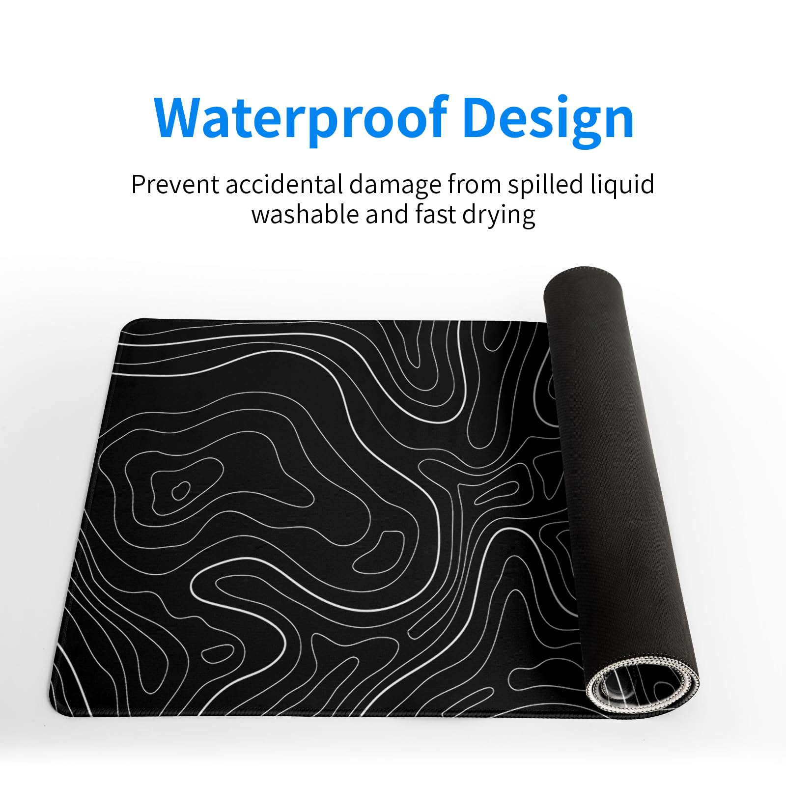Gaming Mouse Pad – Large Non Slip Mouse Mat with Sea Wave Design, 31.5x11.8 Inch Mousepad