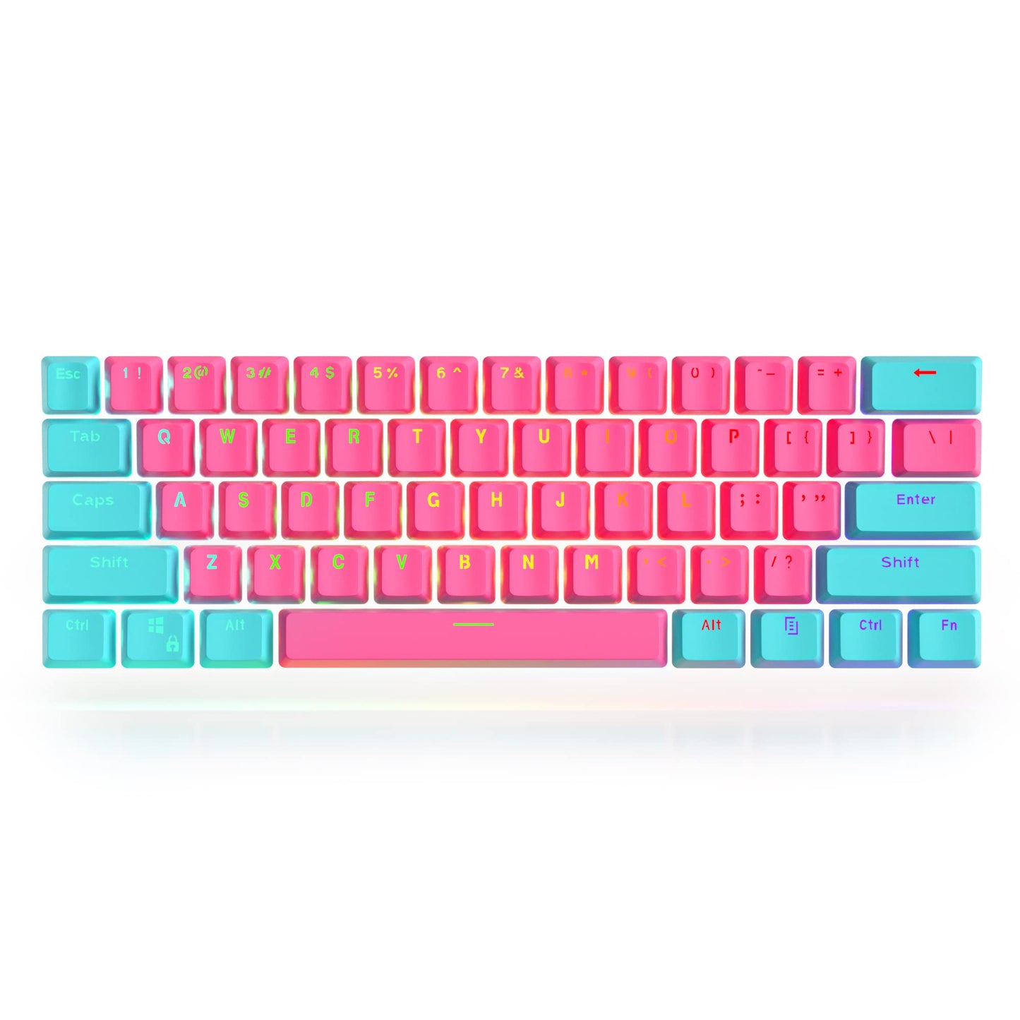 GTSP 61 Keycaps 60 Percent, Ducky One 2 Mini Keycaps for Mechanical Keyboard OEM Profile RGB PBT Keycap Set with Key Puller for Cherry MX Switches SK 61/Joker (Only keycaps) Blue