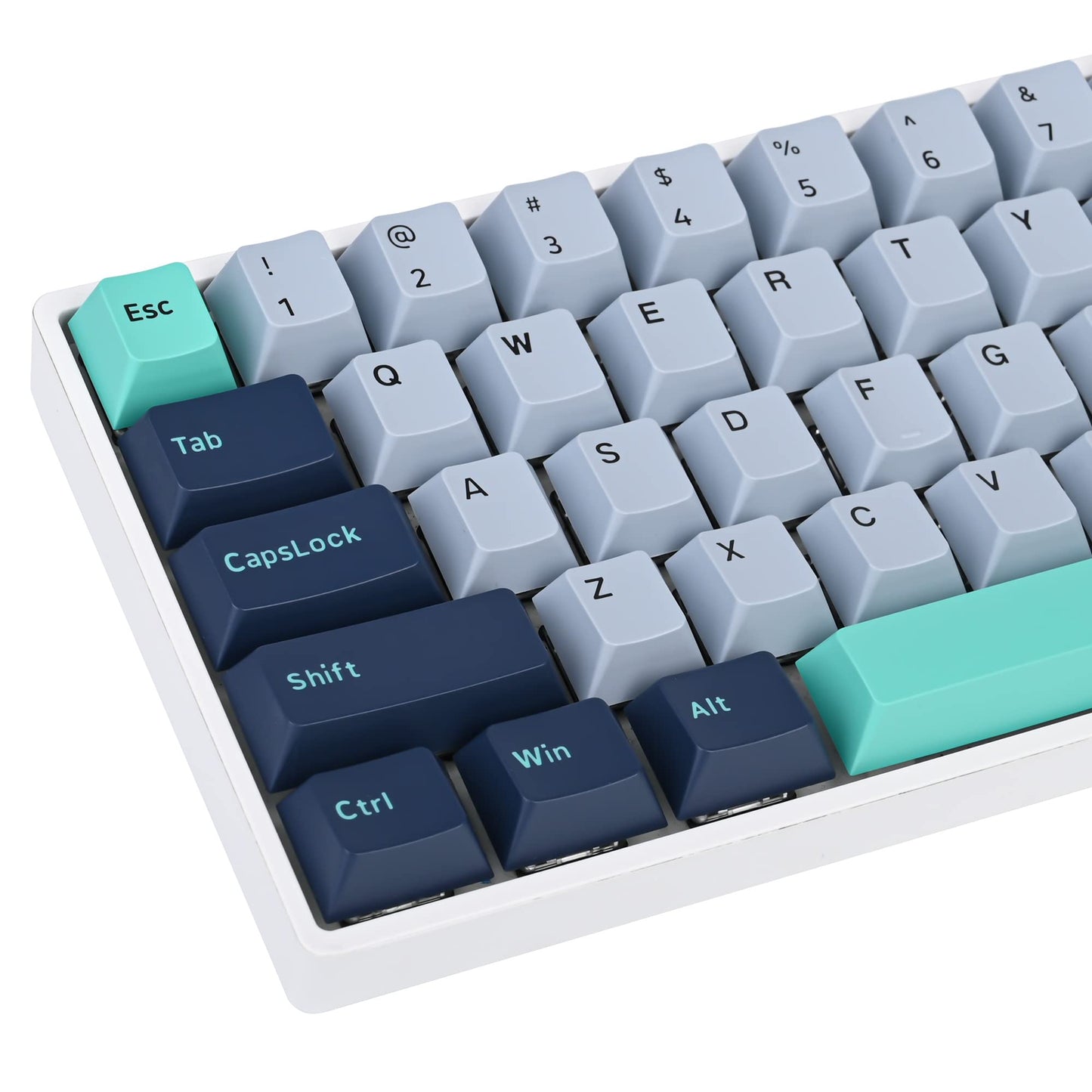 GTSP 61 Keycaps 60 Percent, Ducky One 2 Mini Keycaps for Mechanical Keyboard OEM Profile RGB PBT Keycap Set with Key Puller for Cherry MX Switches SK 61/Joker (Only keycaps) Blue