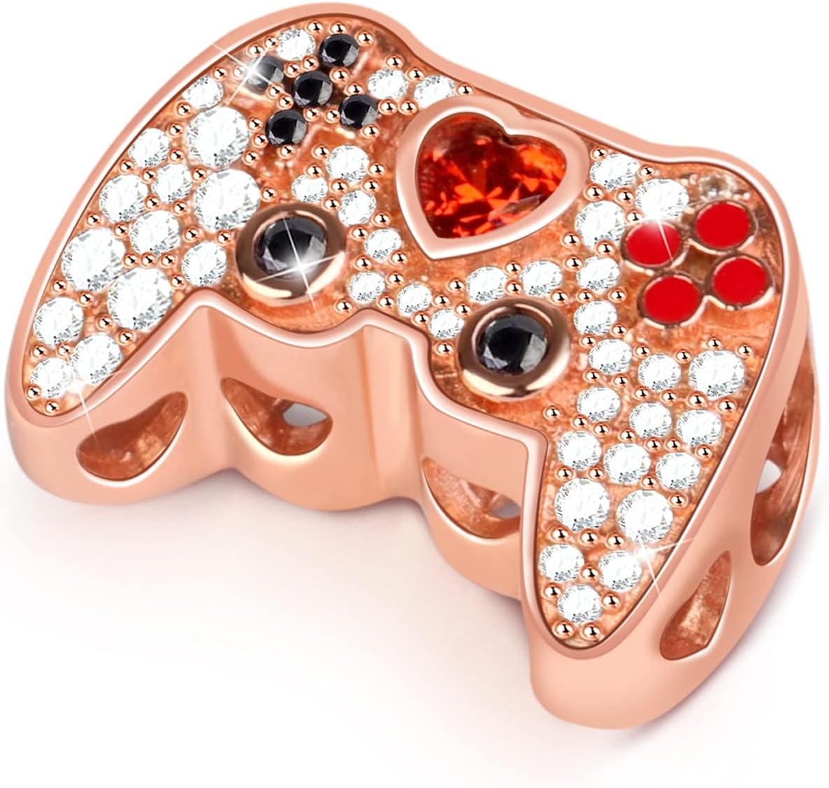 GNOCE Gamepad Charm Bead Sterling Silver Game Player Rose Gold Charms with CZs fit Bracelet/Necklace Jewery Gift for Women