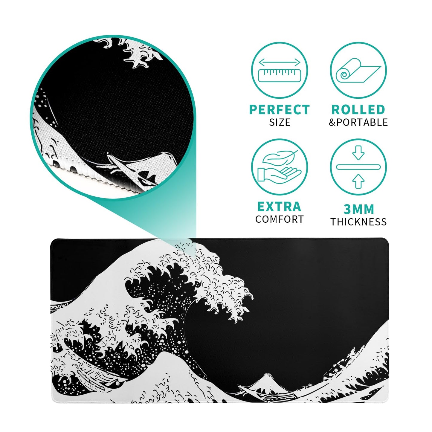 Mountain Gaming Mouse Pad 27.6x11.8 Inch Forest Large Mousepad Extended Grey Mousepad Gaming Non-Slip Rubber Base Stitched Edges Keyboard Mouse Mat Desk Pad for Office Home and Game