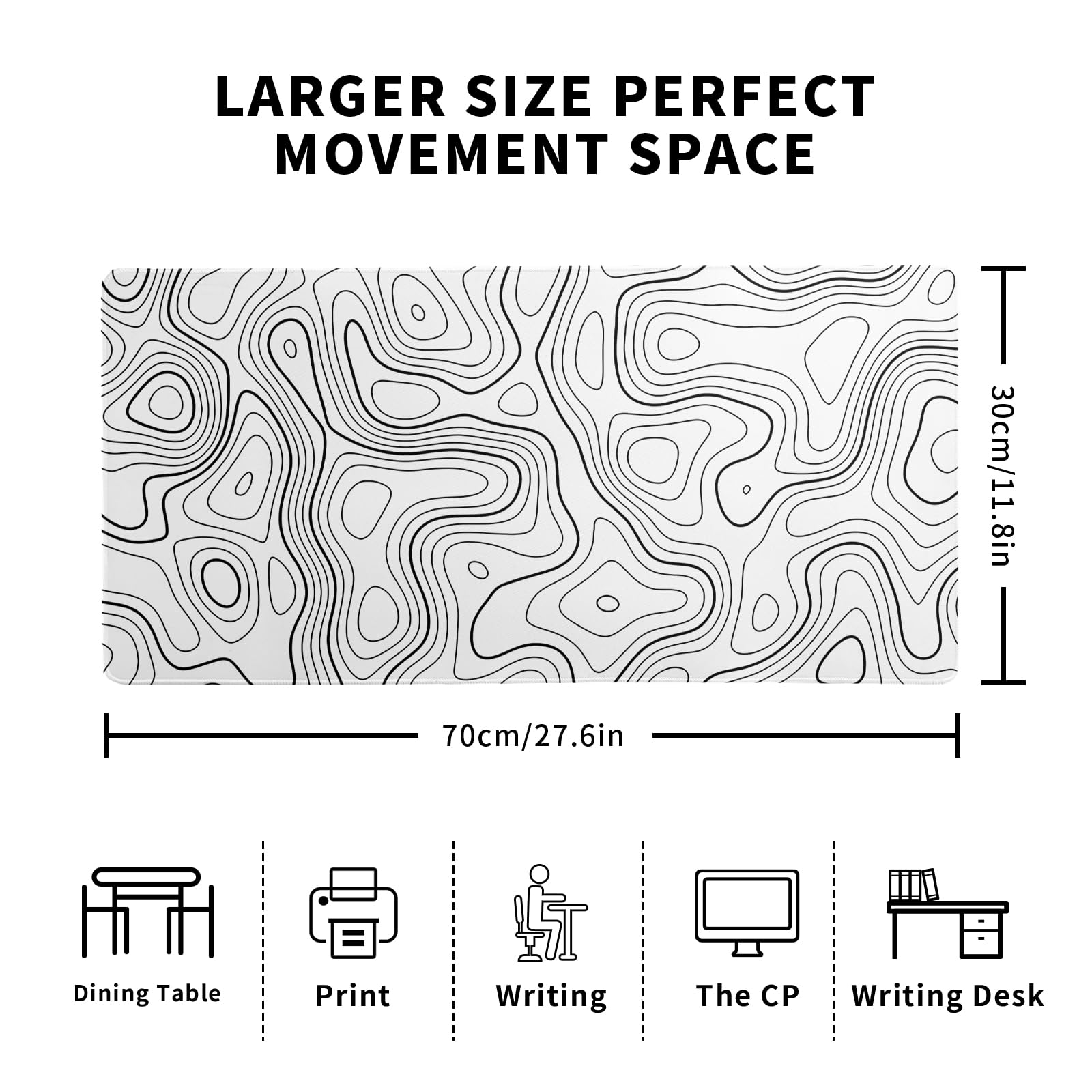 Mountain Gaming Mouse Pad 27.6x11.8 Inch Forest Large Mousepad Extended Grey Mousepad Gaming Non-Slip Rubber Base Stitched Edges Keyboard Mouse Mat Desk Pad for Office Home and Game