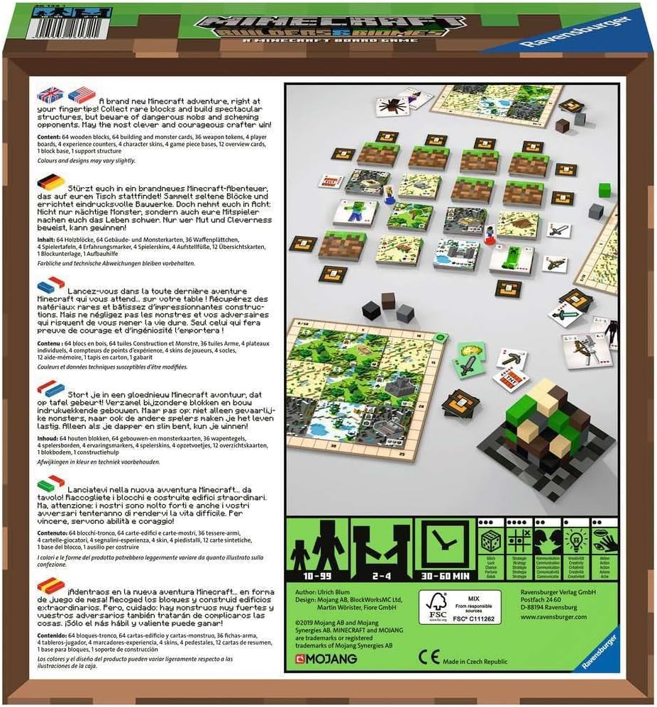 Ravensburger Minecraft: Builders & Biomes - Engaging Strategy Board Game | Ideal for 2-4 Players | Perfect for Ages 10 & Up | Authentic Minecraft Experience | Great Gift for Minecraft Enthusiasts