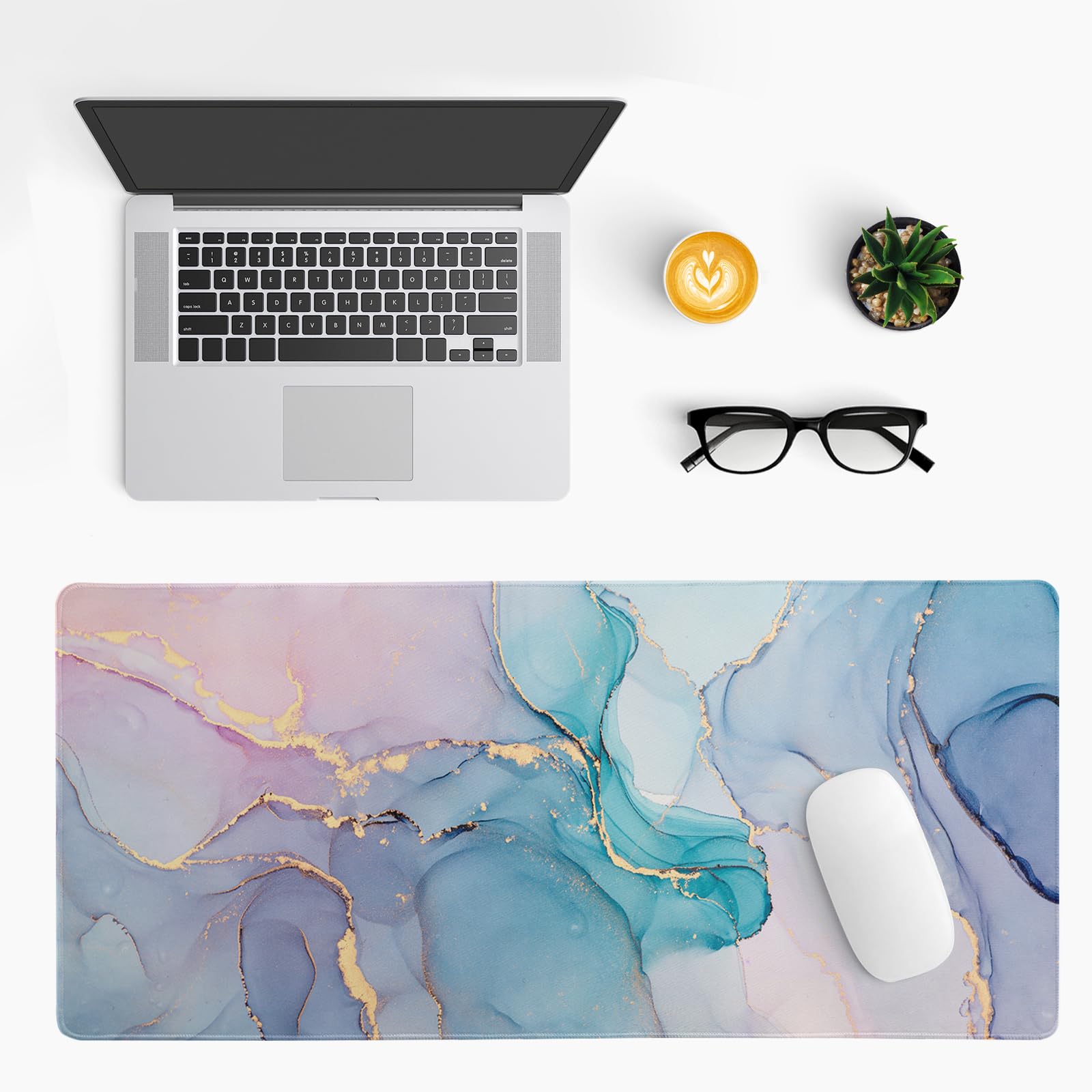 Gaming Mouse Pad – Large Non Slip Mouse Mat with Sea Wave Design, 31.5x11.8 Inch Mousepad