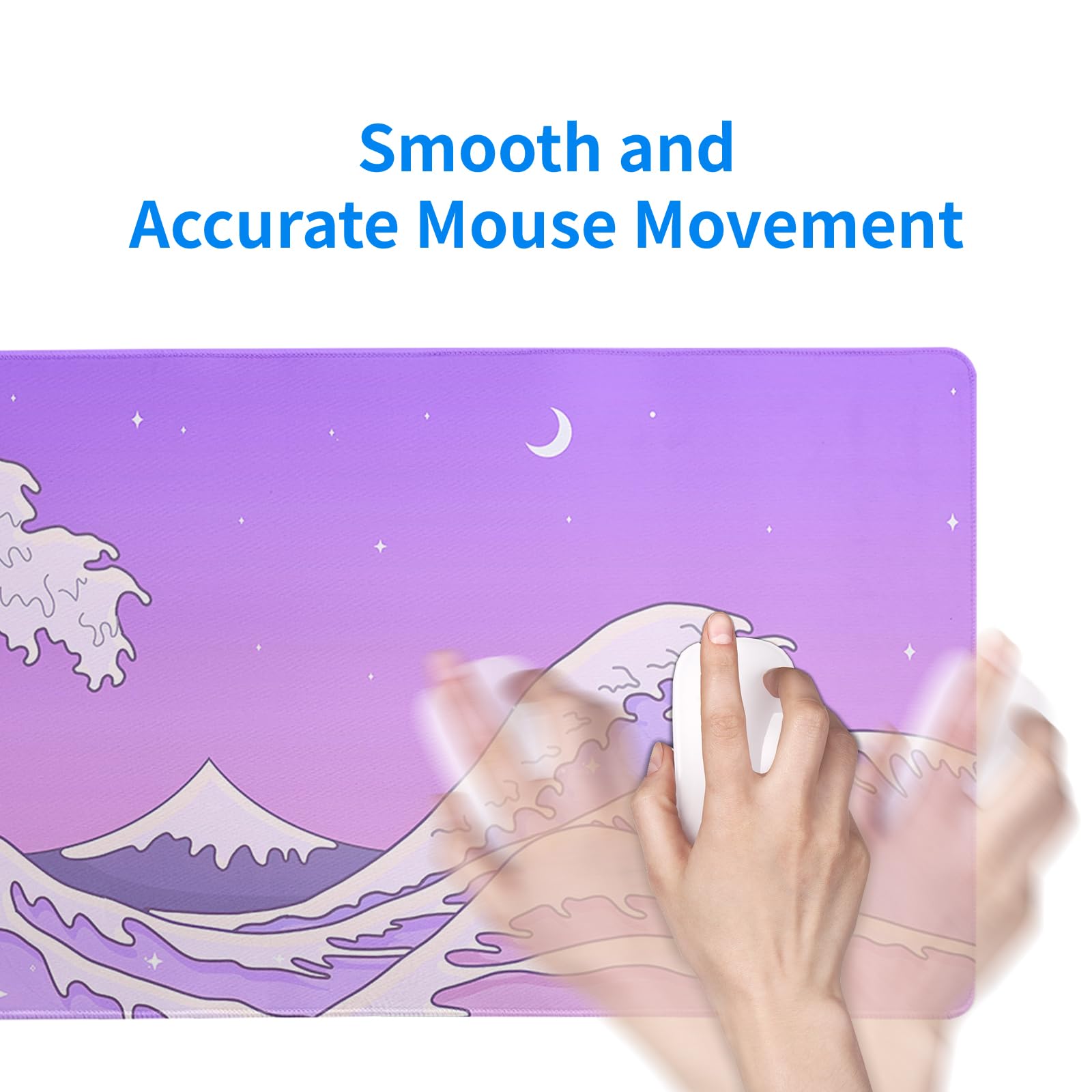 Gaming Mouse Pad – Large Non Slip Mouse Mat with Sea Wave Design, 31.5x11.8 Inch Mousepad