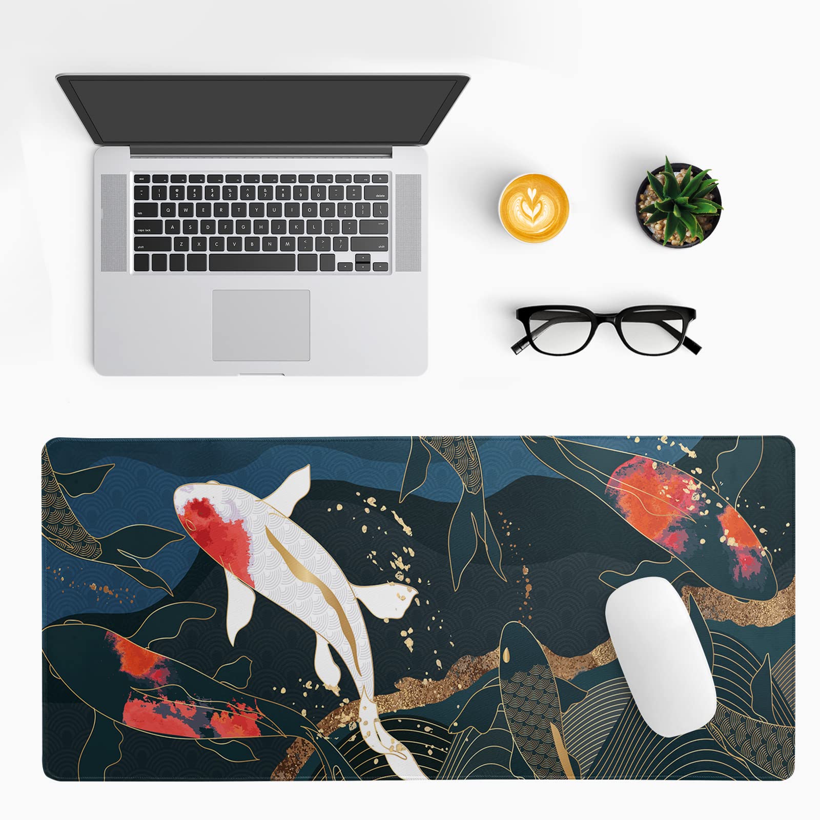 Gaming Mouse Pad – Large Non Slip Mouse Mat with Sea Wave Design, 31.5x11.8 Inch Mousepad