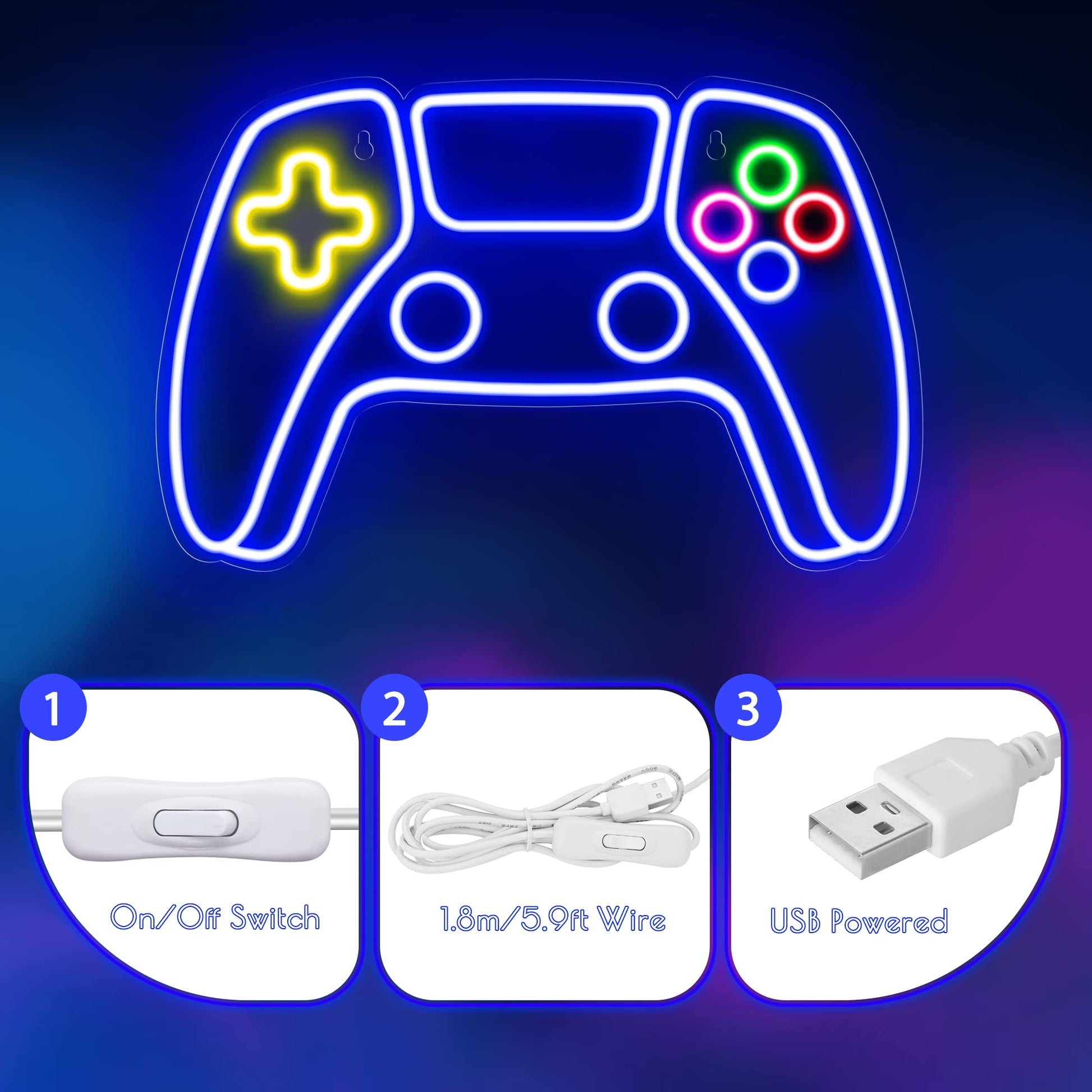 Gaming Neon Sign - LED Neon Light for Game Room Decoration | Teen Gamer Gift Home Decor