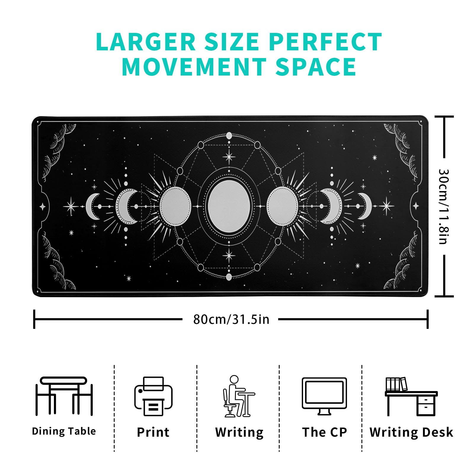 Gaming Mouse Pad – Large Non Slip Mouse Mat with Sea Wave Design, 31.5x11.8 Inch Mousepad