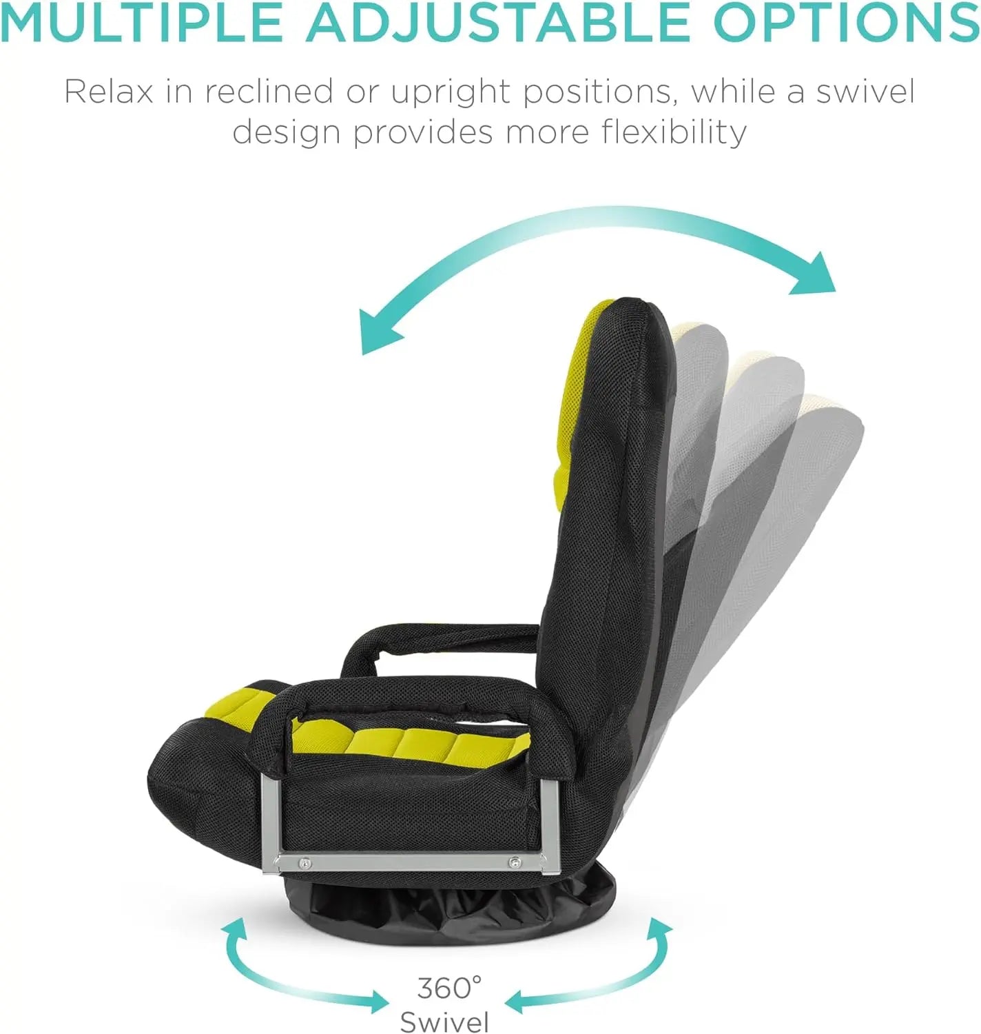 Best Choice Products Swivel Gaming Chair 360 Degree Multipurpose Floor Chair Rocker for TV, Reading, Playing Video Games w/Lumbar Support, Armrest Handles, Adjustable Backrest - Black/Red