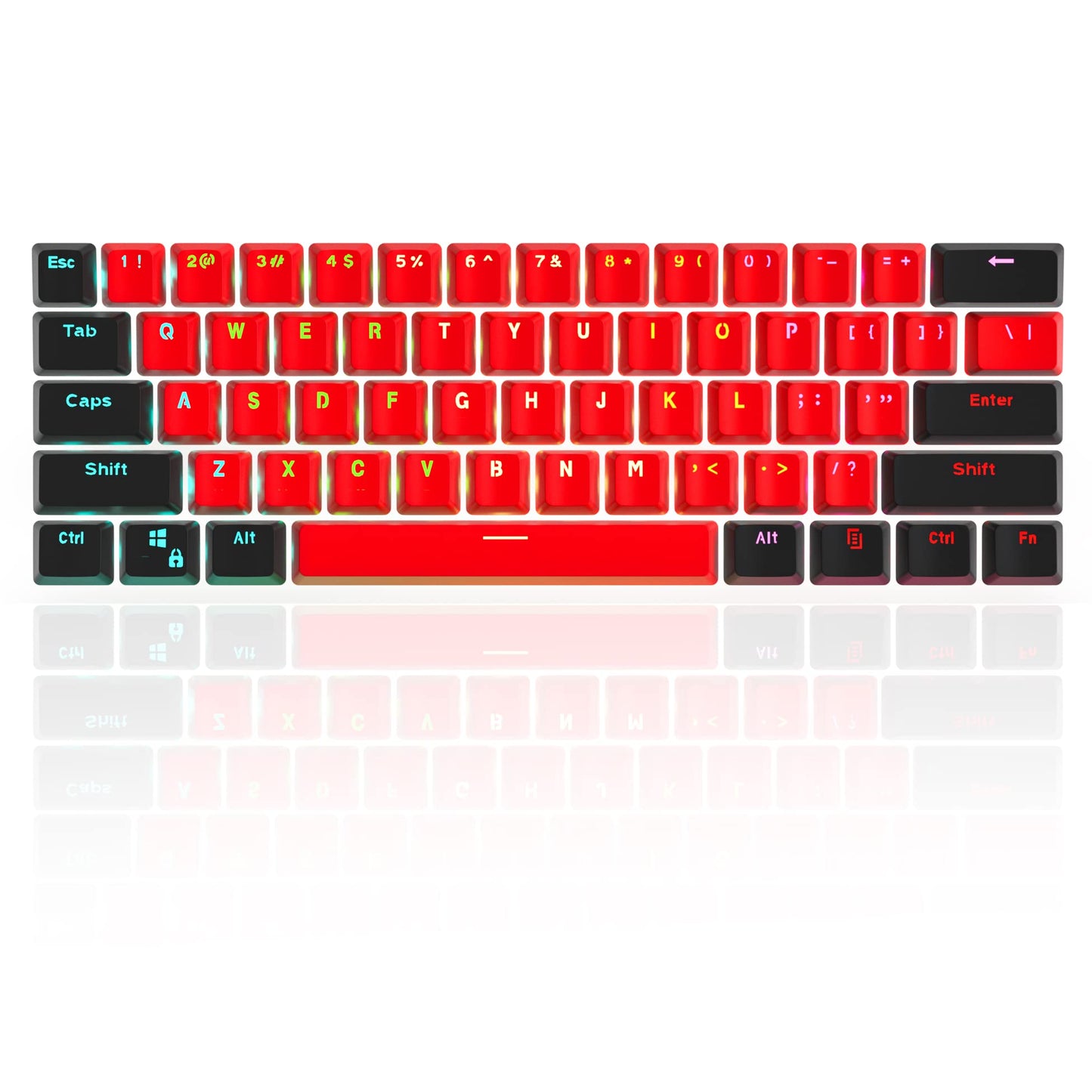 GTSP 61 Keycaps 60 Percent, Ducky One 2 Mini Keycaps for Mechanical Keyboard OEM Profile RGB PBT Keycap Set with Key Puller for Cherry MX Switches SK 61/Joker (Only keycaps) Blue