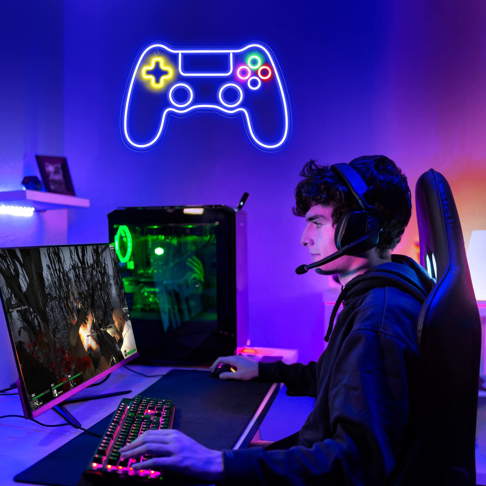 Gaming Neon Sign - LED Neon Light for Game Room Decoration | Teen Gamer Gift Home Decor