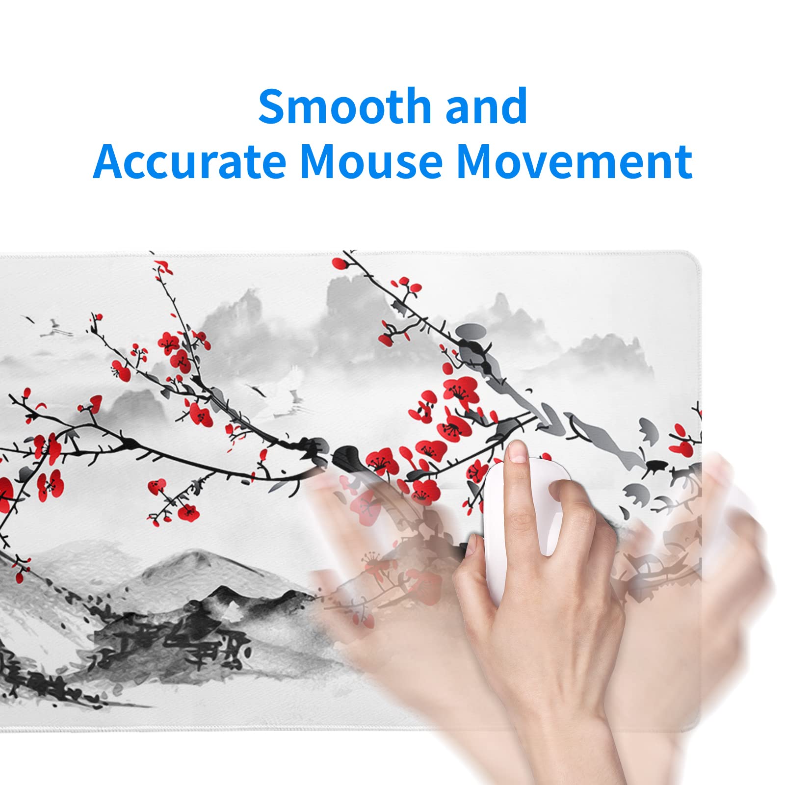 Mountain Gaming Mouse Pad 27.6x11.8 Inch Forest Large Mousepad Extended Grey Mousepad Gaming Non-Slip Rubber Base Stitched Edges Keyboard Mouse Mat Desk Pad for Office Home and Game