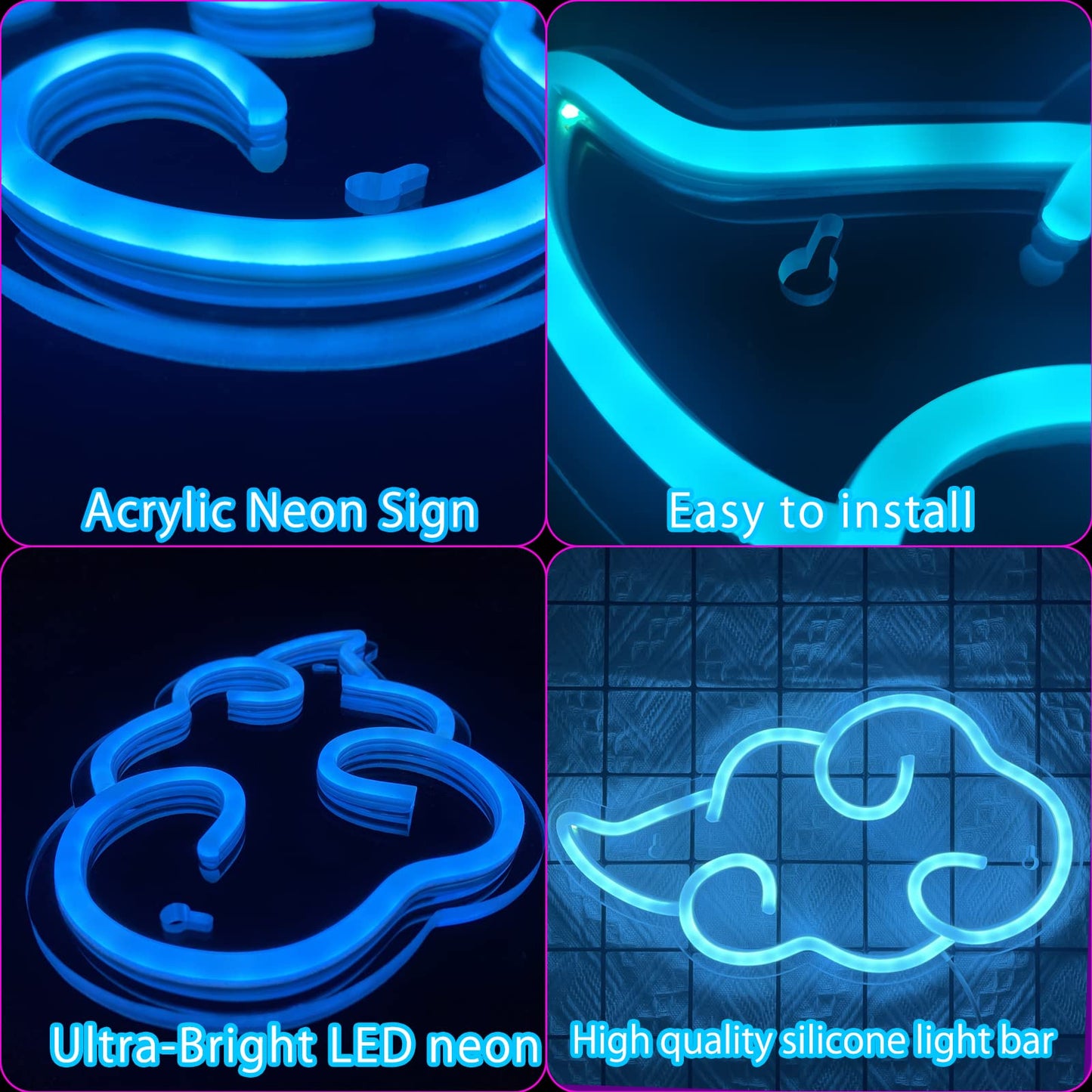 Dleouly Anime Neon Sign, LED Red Cloud Neon Signs for Wall Decor, Dimmable Gaming Neon Sign Wall Signs USB Night Neon Light for Bedroom Game Room Man Cave Party, Gifts for Your Son, Boyfriend(12x7in)
