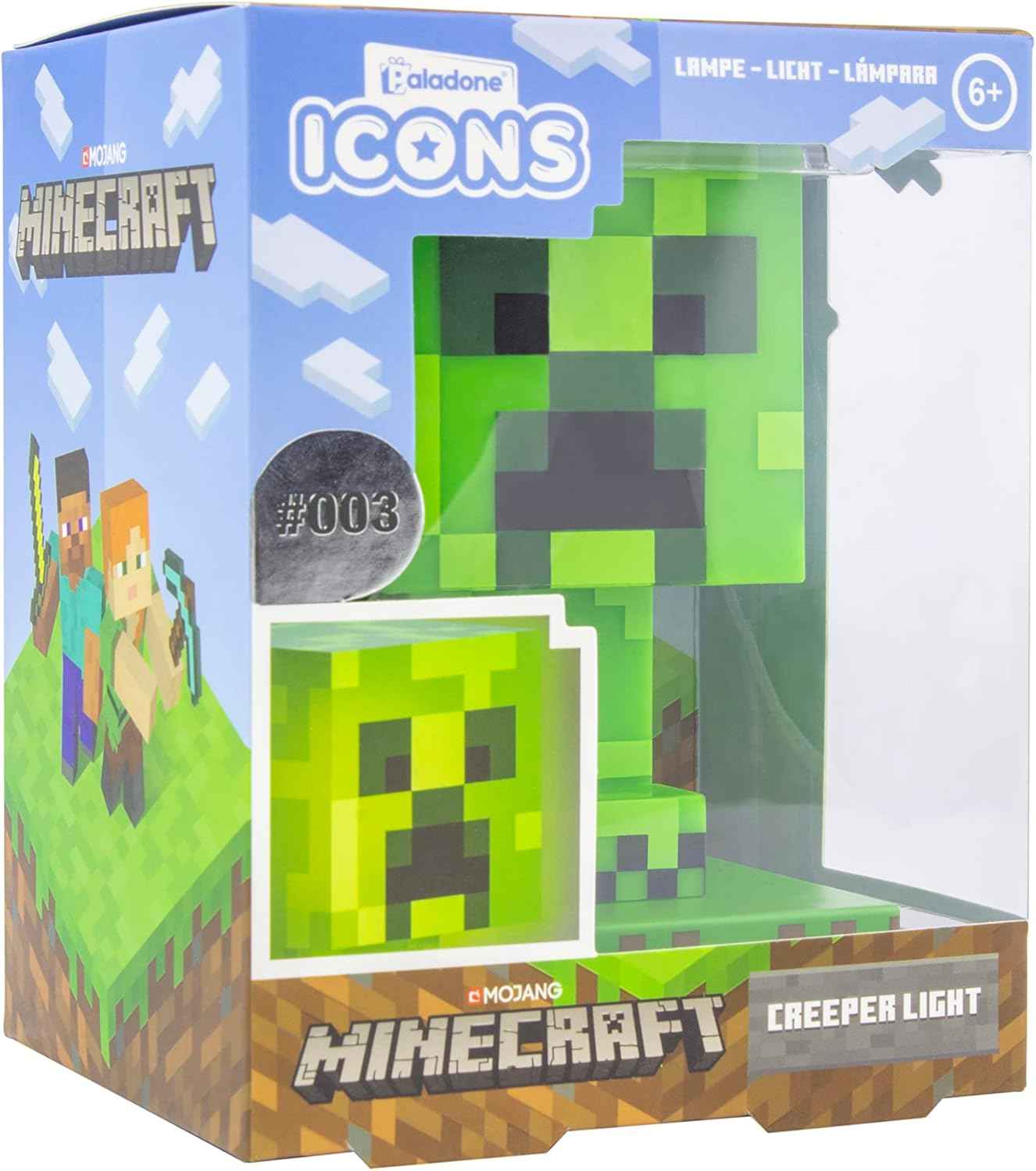 Paladone Minecraft Creeper Light, 3D Lamp - Officially Licensed Night Light - 12 cm Tall, Battery Powered, Gaming Room and Bedroom Decor for Minecraft Gamers