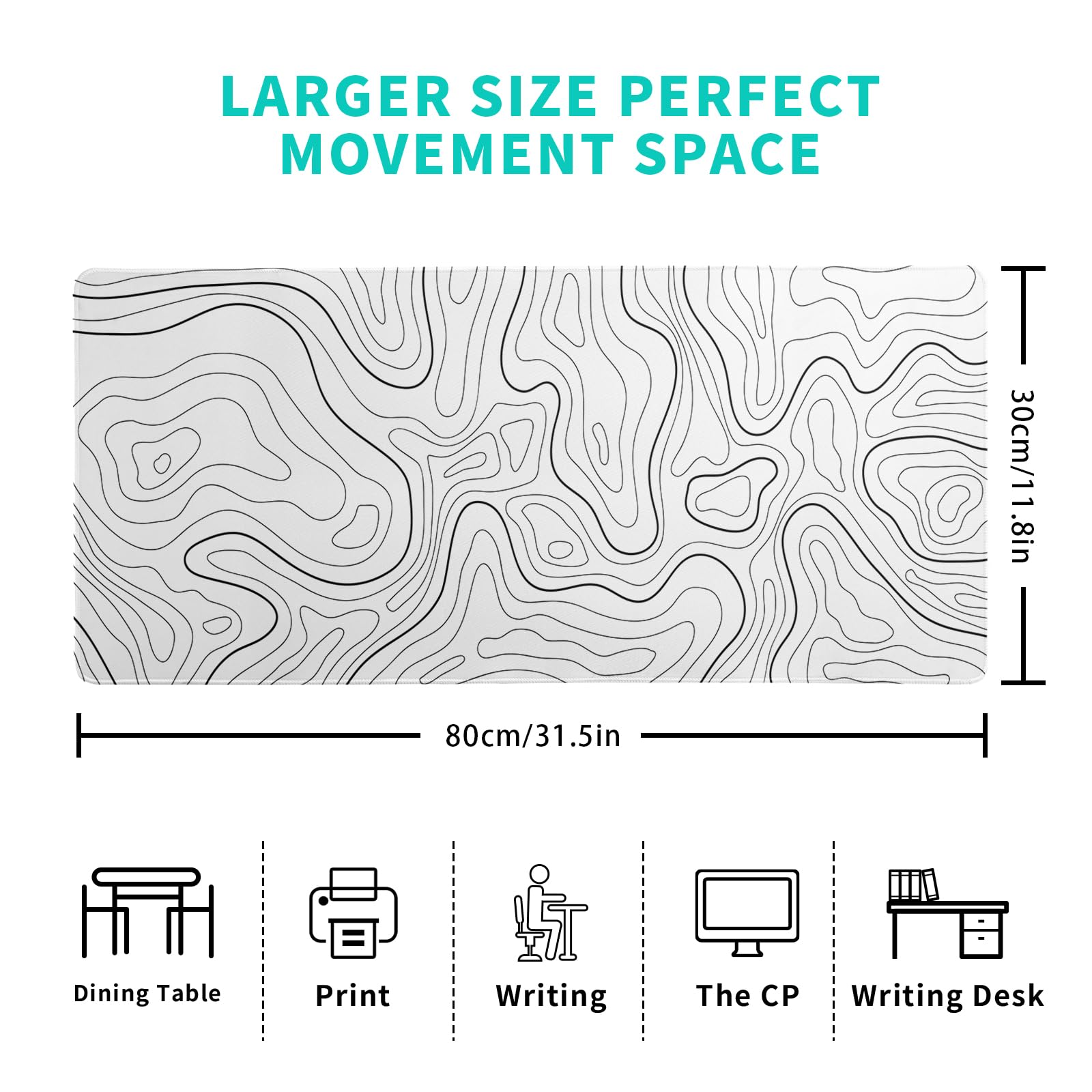 Gaming Mouse Pad – Large Non Slip Mouse Mat with Sea Wave Design, 31.5x11.8 Inch Mousepad