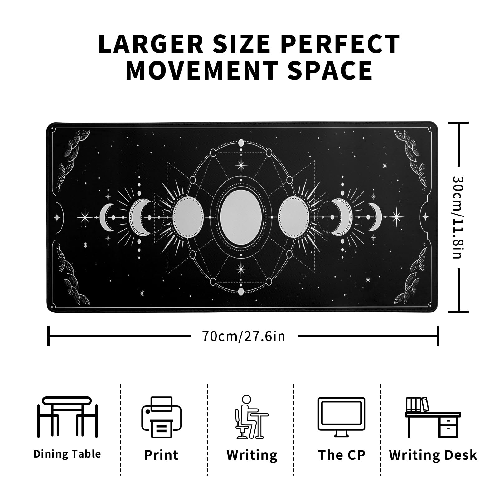 Mountain Gaming Mouse Pad 27.6x11.8 Inch Forest Large Mousepad Extended Grey Mousepad Gaming Non-Slip Rubber Base Stitched Edges Keyboard Mouse Mat Desk Pad for Office Home and Game