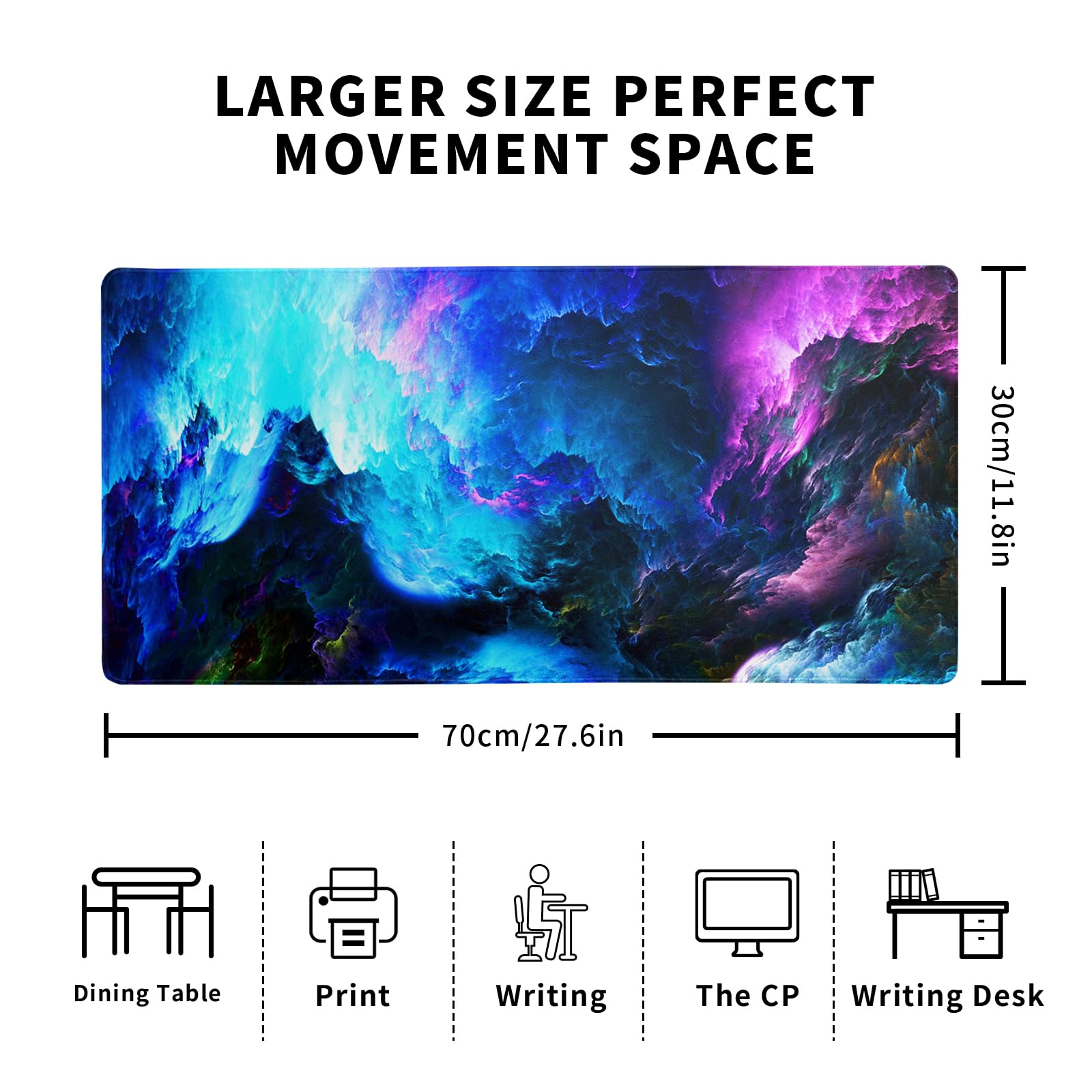 Mountain Gaming Mouse Pad 27.6x11.8 Inch Forest Large Mousepad Extended Grey Mousepad Gaming Non-Slip Rubber Base Stitched Edges Keyboard Mouse Mat Desk Pad for Office Home and Game