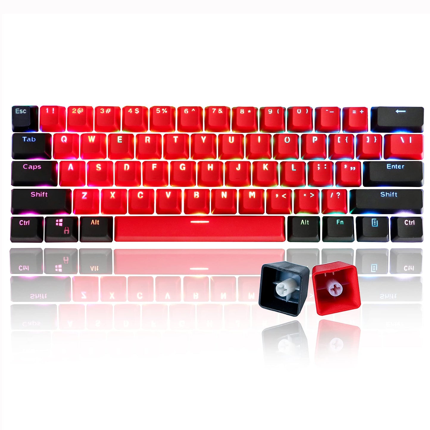 GTSP 61 Keycaps 60 Percent, Ducky One 2 Mini Keycaps for Mechanical Keyboard OEM Profile RGB PBT Keycap Set with Key Puller for Cherry MX Switches SK 61/Joker (Only keycaps) Blue