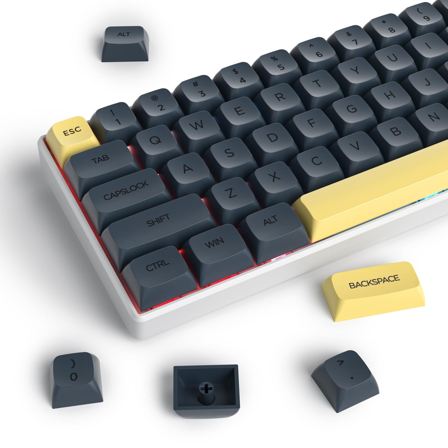 GTSP 61 Keycaps 60 Percent, Ducky One 2 Mini Keycaps for Mechanical Keyboard OEM Profile RGB PBT Keycap Set with Key Puller for Cherry MX Switches SK 61/Joker (Only keycaps) Blue