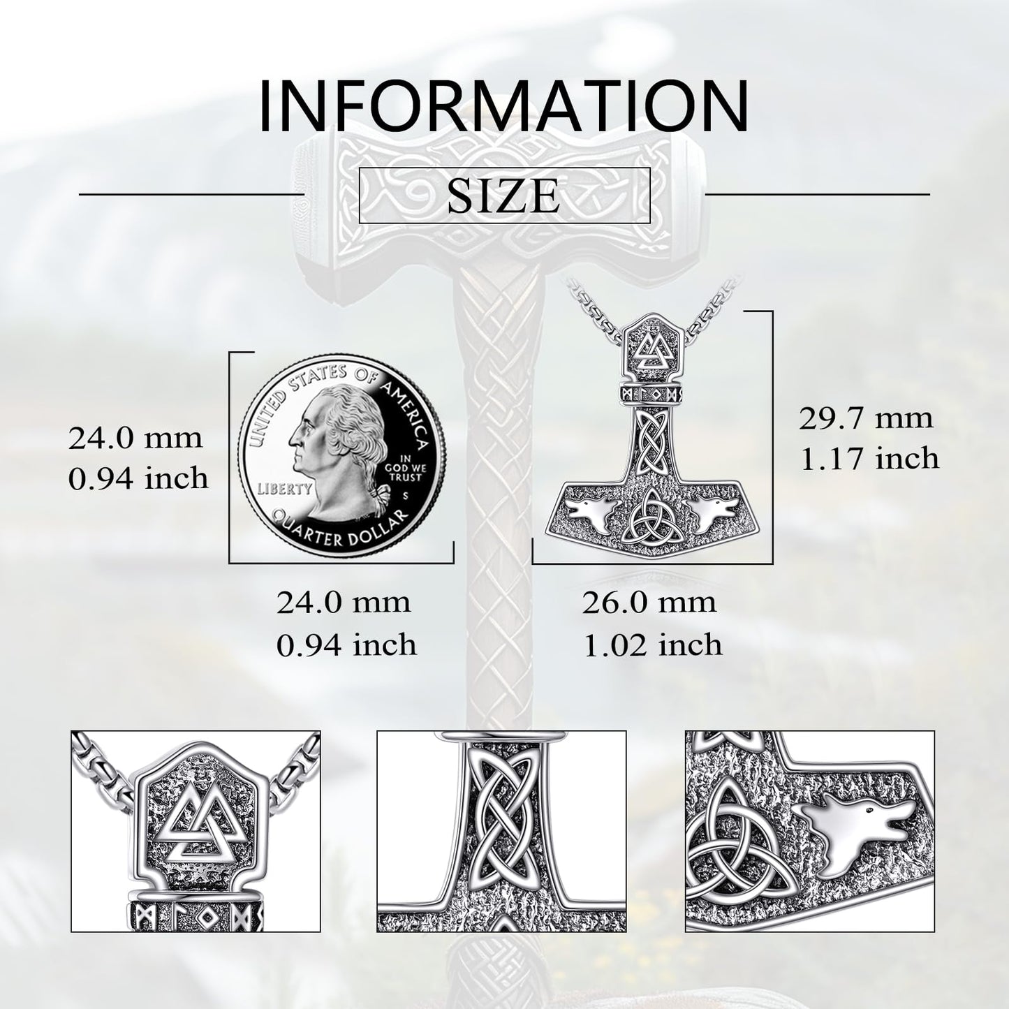 Viking Necklace for Men Sterling Silver Arrowhead/Therian/Raven/Thors Hammer Pendant Necklaces Jewelry Gifts for Men Women