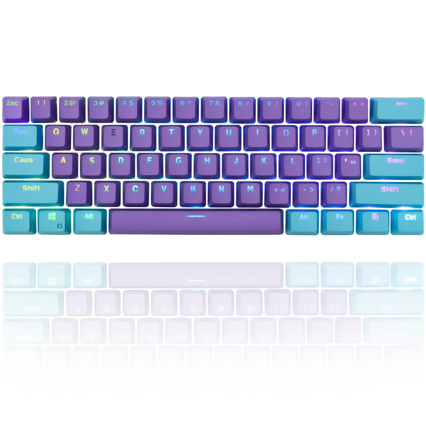 GTSP 61 Keycaps 60 Percent, Ducky One 2 Mini Keycaps for Mechanical Keyboard OEM Profile RGB PBT Keycap Set with Key Puller for Cherry MX Switches SK 61/Joker (Only keycaps) Blue