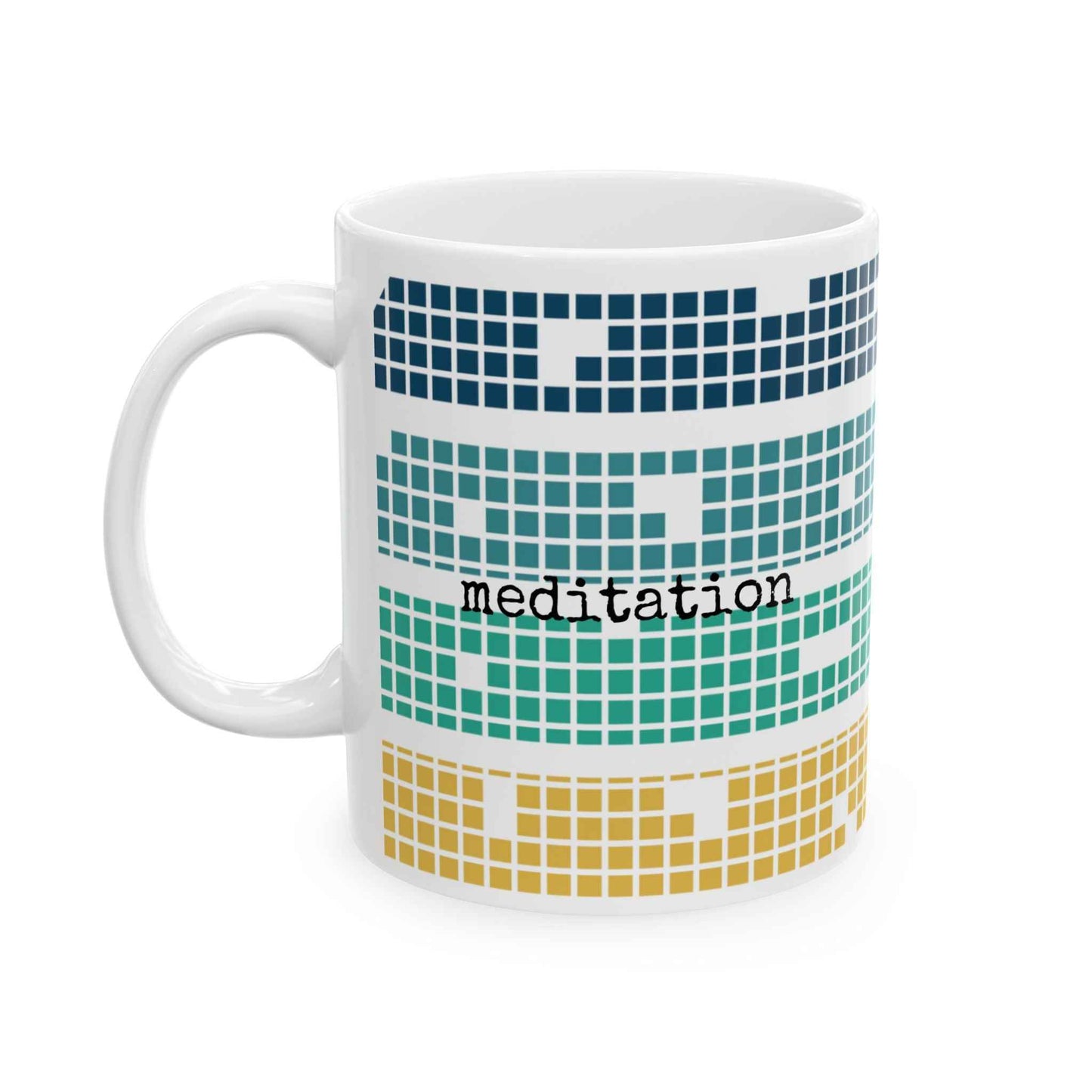 Meditation Mug - Tetris Inspired 11oz Ceramic Coffee Cup | Mindfulness Gift Mug