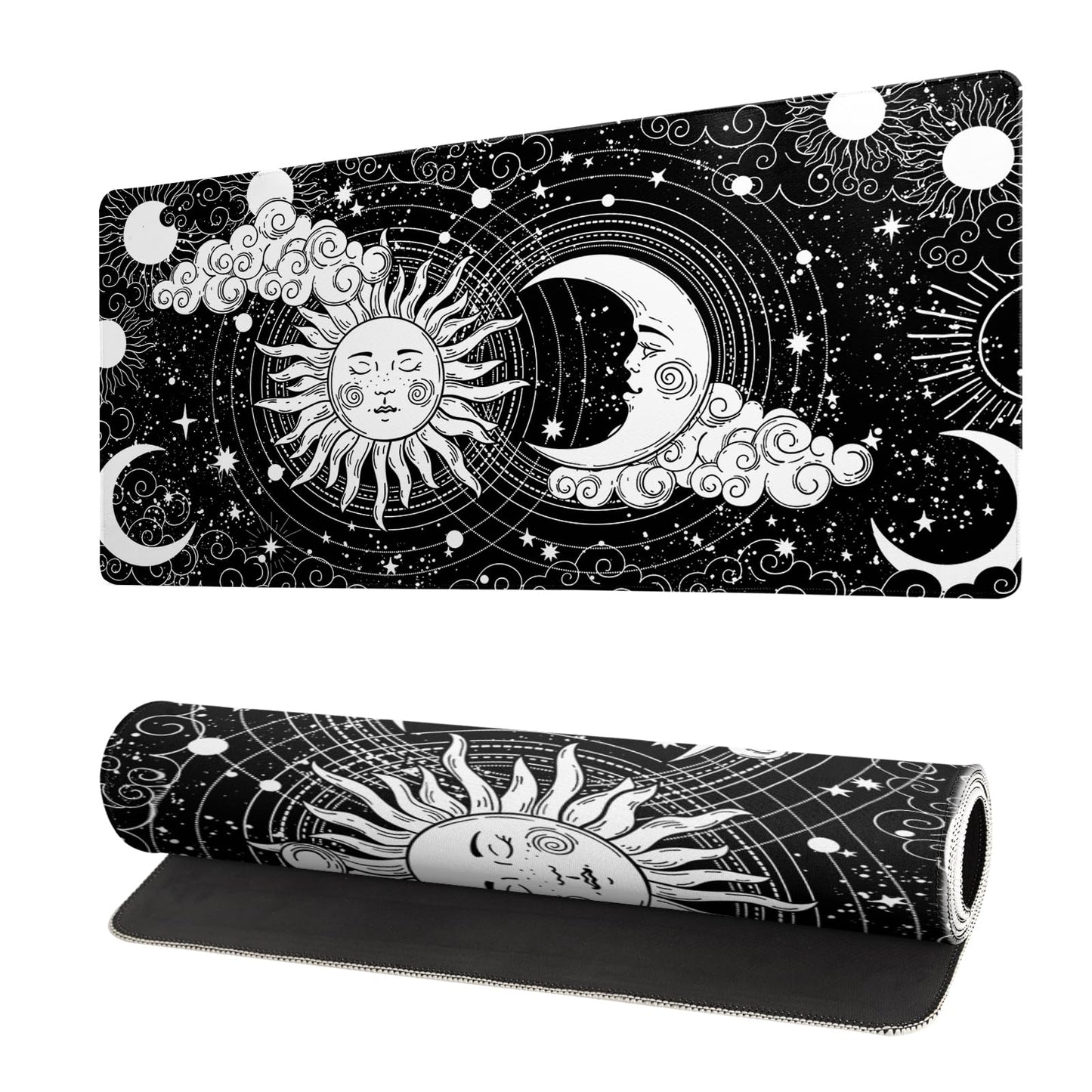 Mountain Gaming Mouse Pad 27.6x11.8 Inch Forest Large Mousepad Extended Grey Mousepad Gaming Non-Slip Rubber Base Stitched Edges Keyboard Mouse Mat Desk Pad for Office Home and Game Magic Astrology