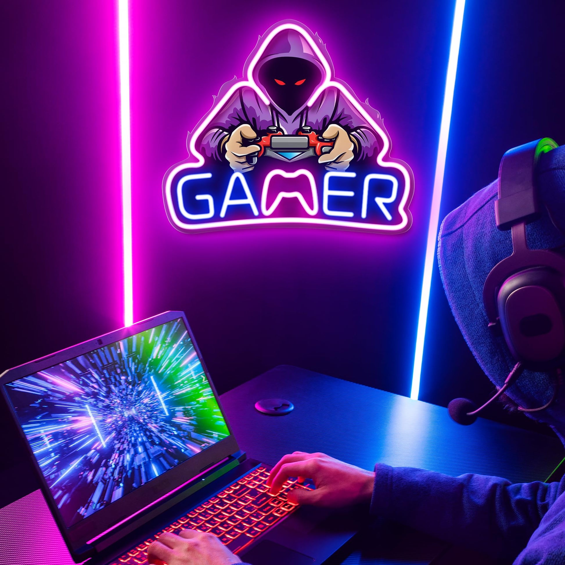 Gaming Neon Sign - LED Neon Light for Game Room Decoration | Teen Gamer Gift Home Decor