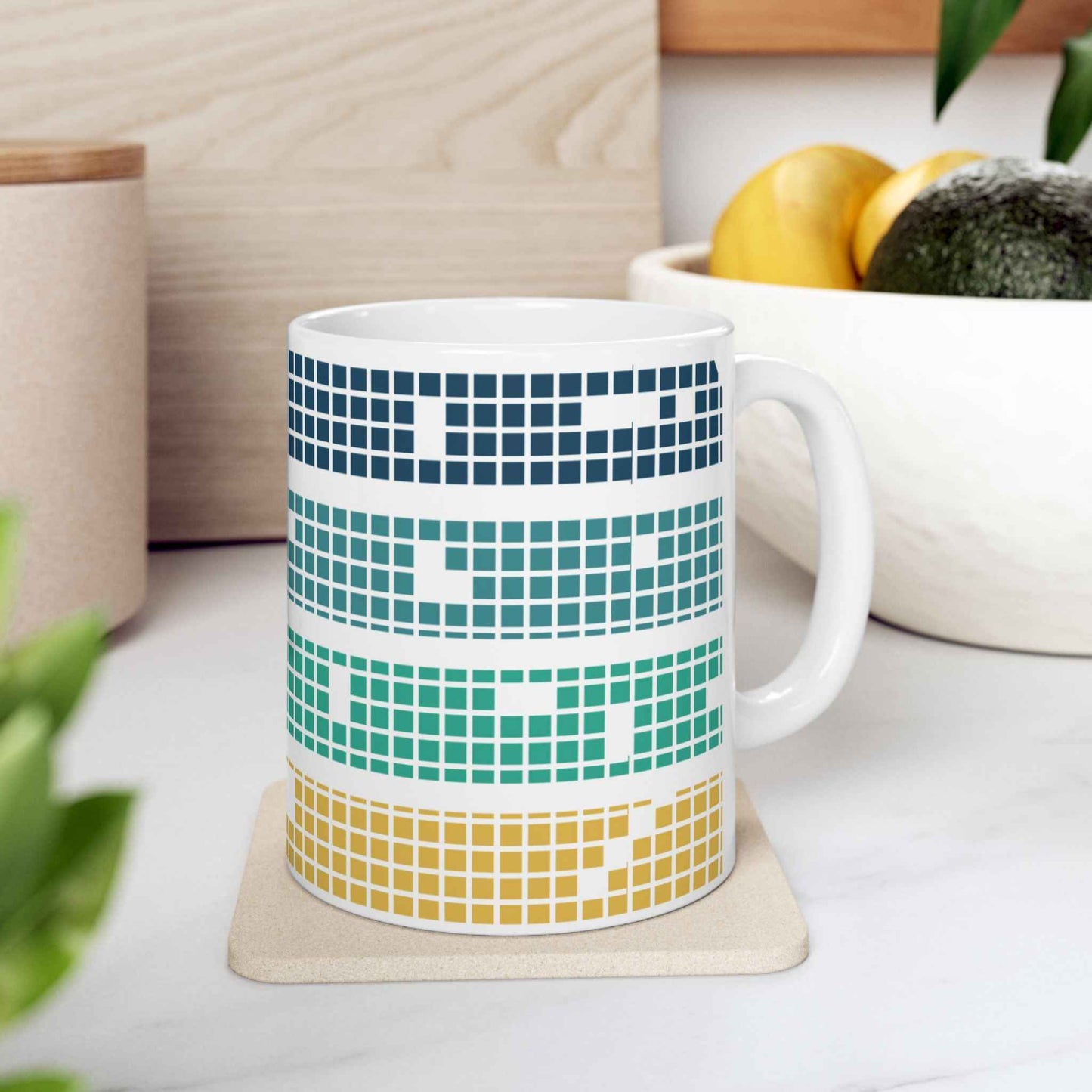 Meditation Mug - Tetris Inspired 11oz Ceramic Coffee Cup | Mindfulness Gift Mug