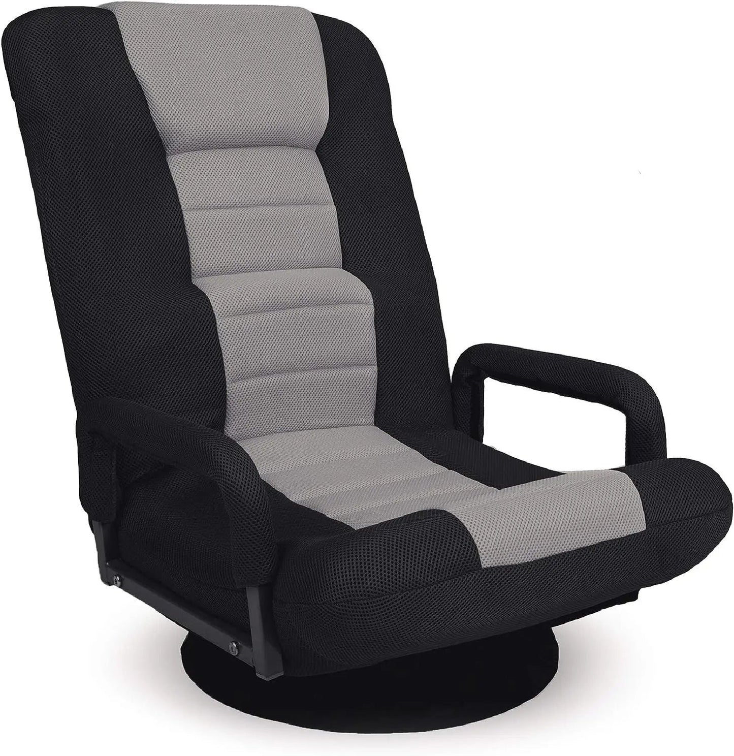 Best Choice Products Swivel Gaming Chair 360 Degree Multipurpose Floor Chair Rocker for TV, Reading, Playing Video Games w/Lumbar Support, Armrest Handles, Adjustable Backrest - Black/Red Black Gray