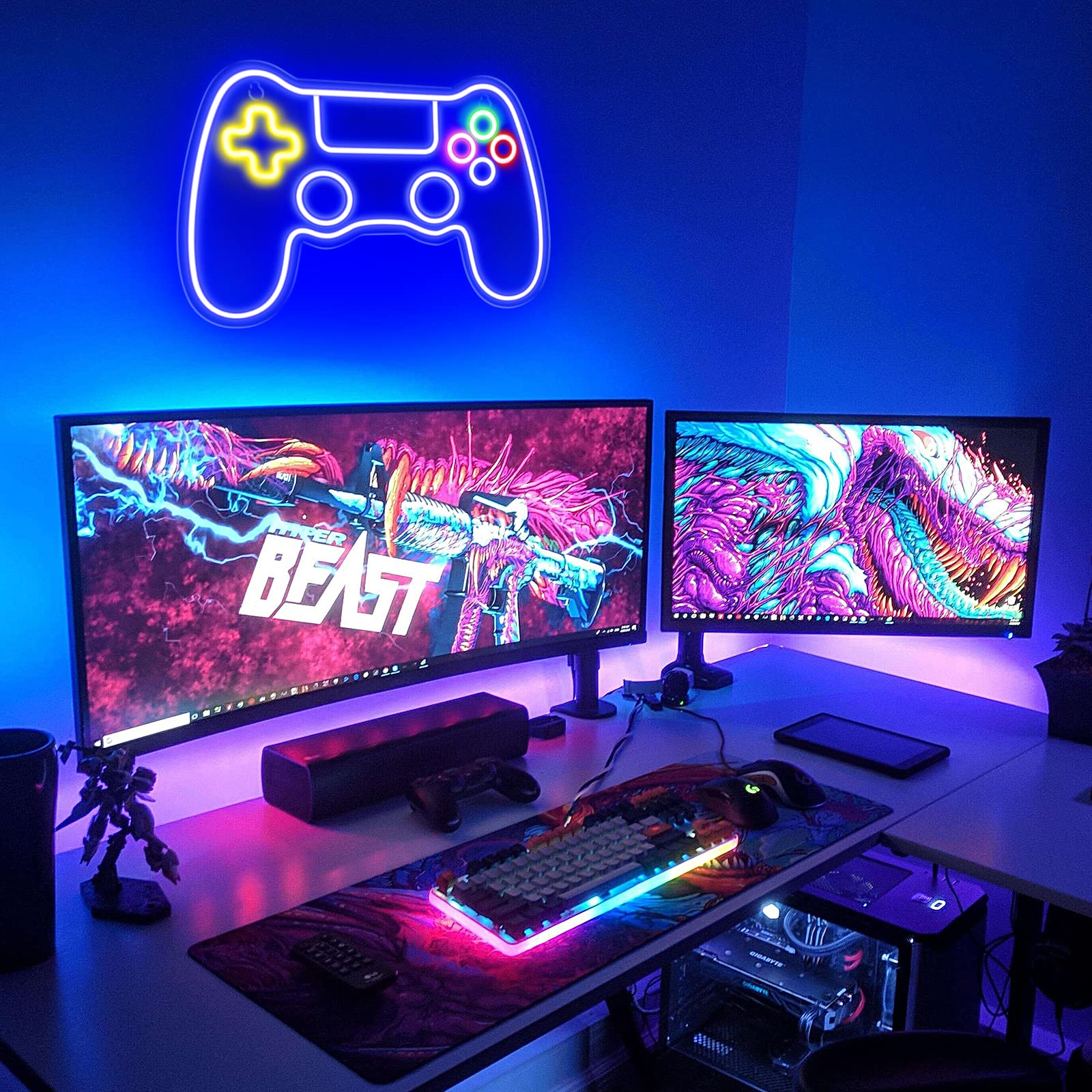 Gaming Neon Sign - LED Neon Light for Game Room Decoration | Teen Gamer Gift Home Decor