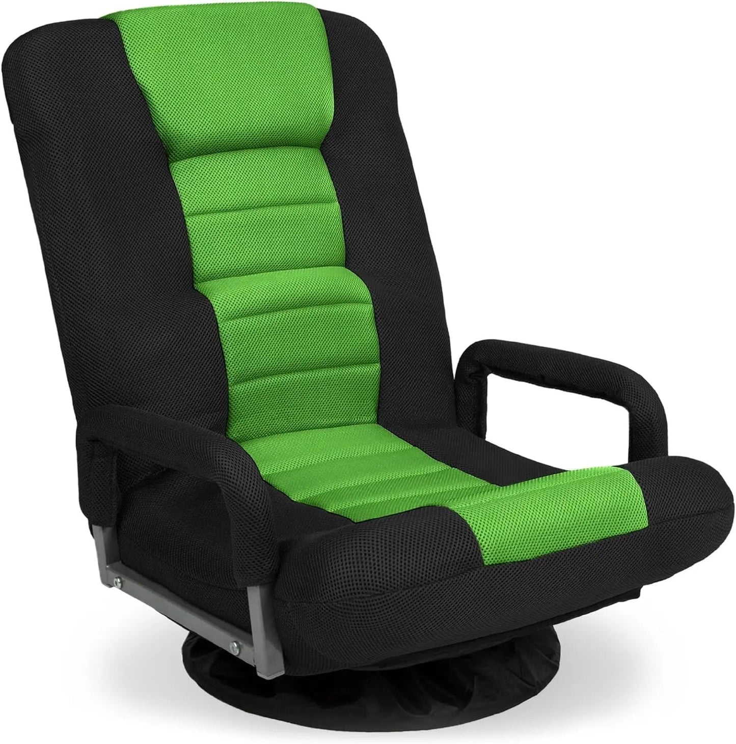 Best Choice Products Swivel Gaming Chair 360 Degree Multipurpose Floor Chair Rocker for TV, Reading, Playing Video Games w/Lumbar Support, Armrest Handles, Adjustable Backrest - Black/Red Black Green