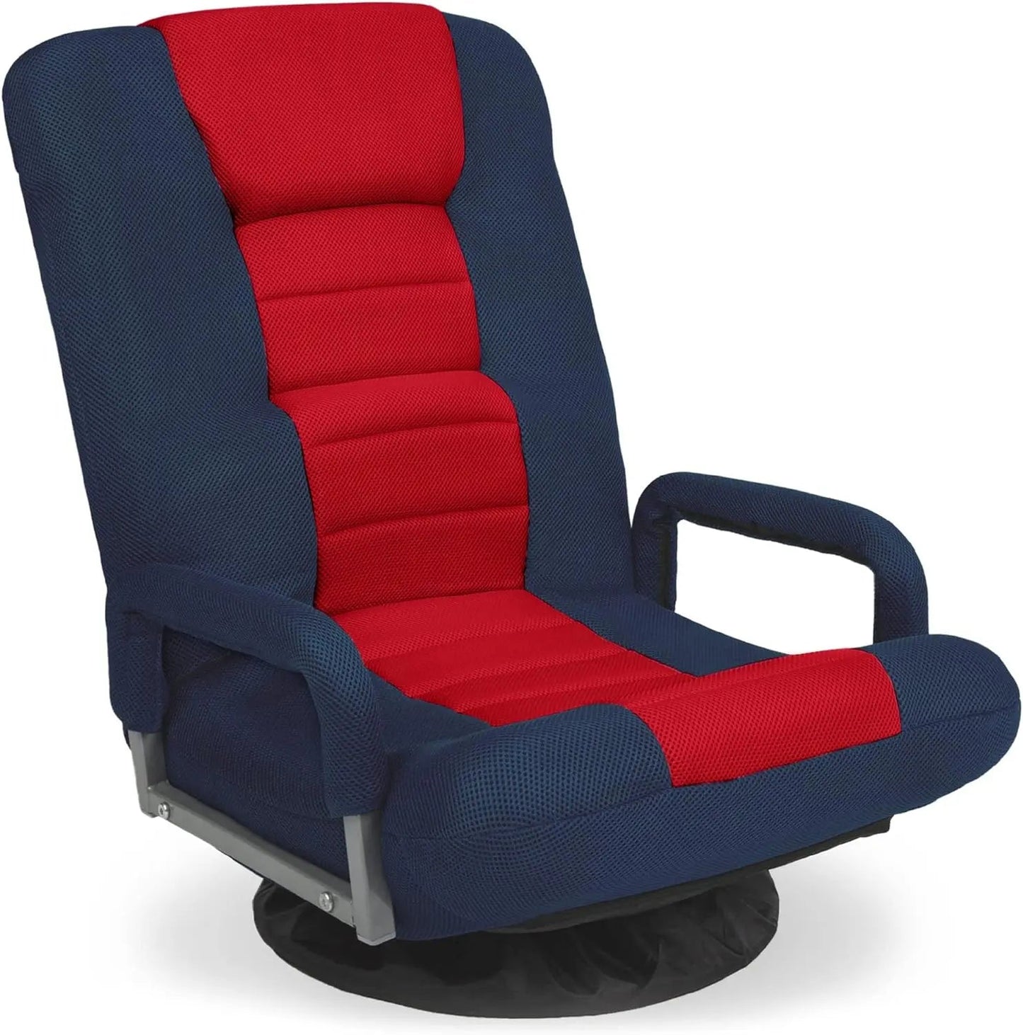 Best Choice Products Swivel Gaming Chair 360 Degree Multipurpose Floor Chair Rocker for TV, Reading, Playing Video Games w/Lumbar Support, Armrest Handles, Adjustable Backrest - Black/Red Blue Red