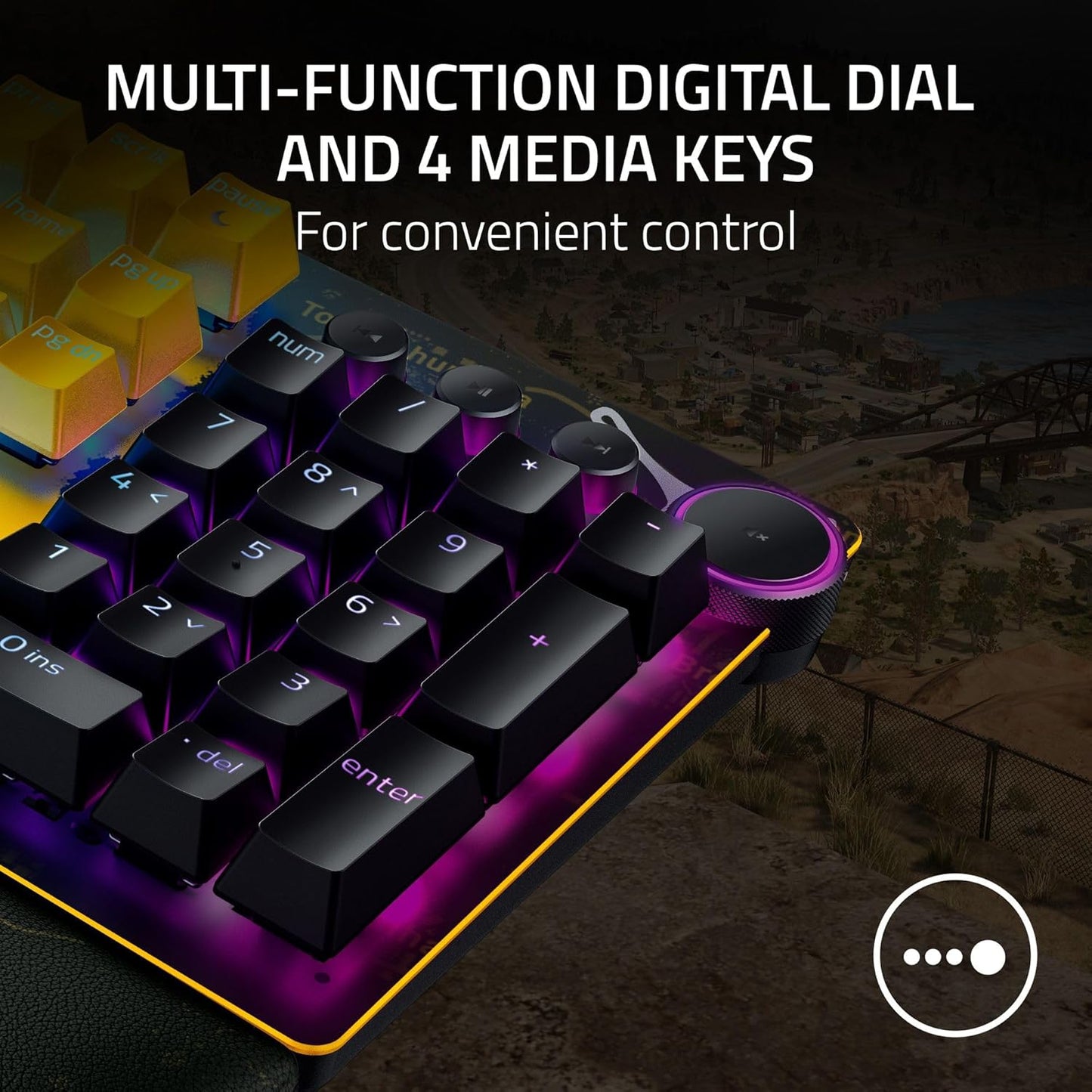 Razer Huntsman V2 Optical Gaming Keyboard: Linear Optical Switches - 8000Hz Polling Rate - Doubleshot PBT Keycaps - Dedicated Media Keys & Dial - Ergonomic Wrist Rest - Snap Tap