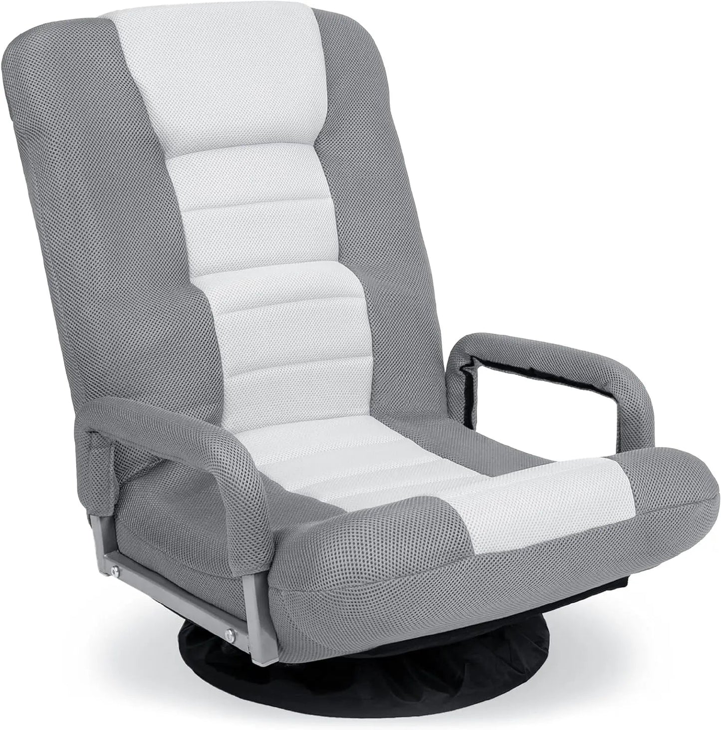 Best Choice Products Swivel Gaming Chair 360 Degree Multipurpose Floor Chair Rocker for TV, Reading, Playing Video Games w/Lumbar Support, Armrest Handles, Adjustable Backrest - Black/Red Gray White