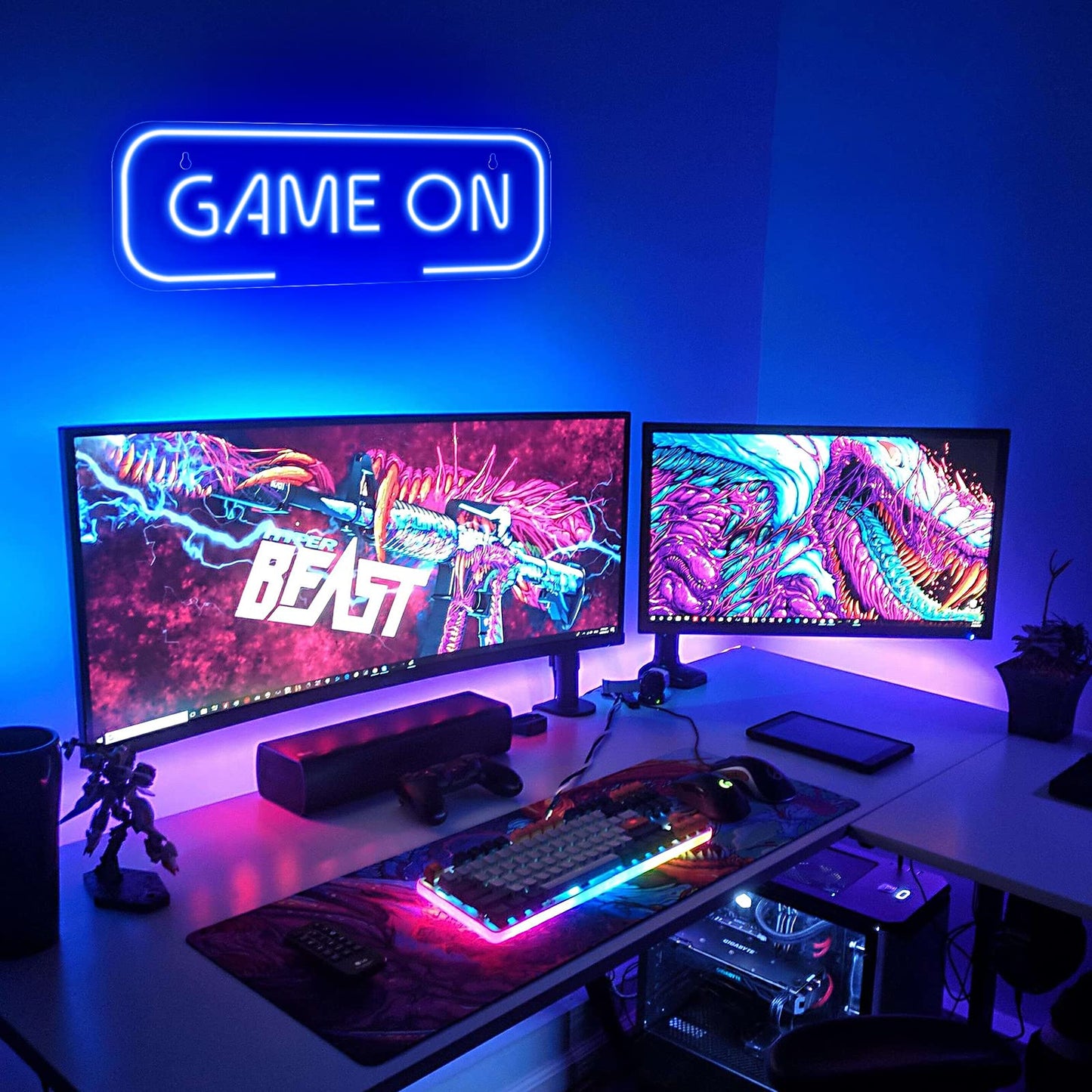Kavaas Gamer Neon Sign, UV Printed Gaming Neon Sign for Gamer Room Decor - LED Video Game Neon Lights for Bedroom Boys, Gaming Wall decor - Best Gamer Gifts for Teenage Boys, Christmas