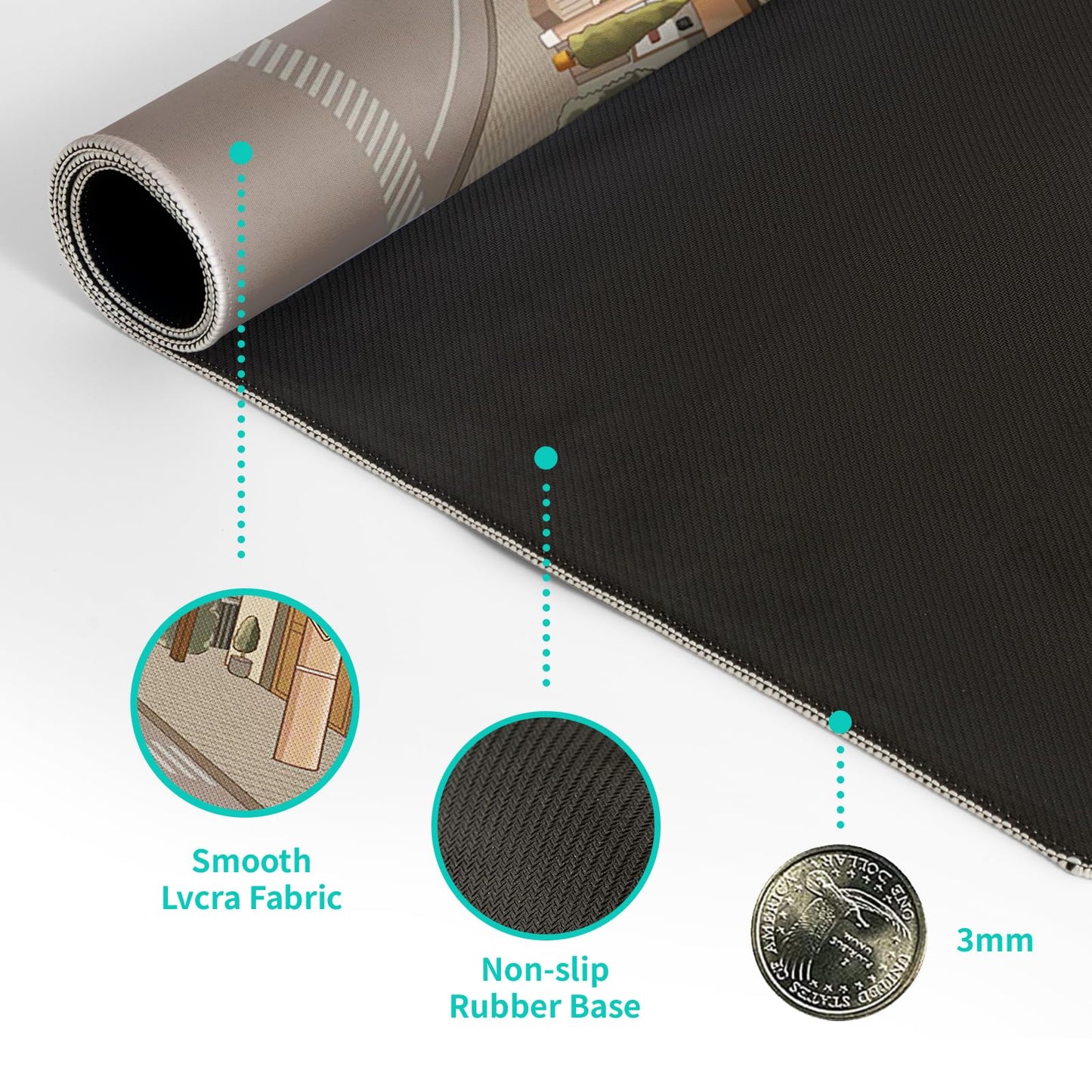 Mountain Gaming Mouse Pad 27.6x11.8 Inch Forest Large Mousepad Extended Grey Mousepad Gaming Non-Slip Rubber Base Stitched Edges Keyboard Mouse Mat Desk Pad for Office Home and Game