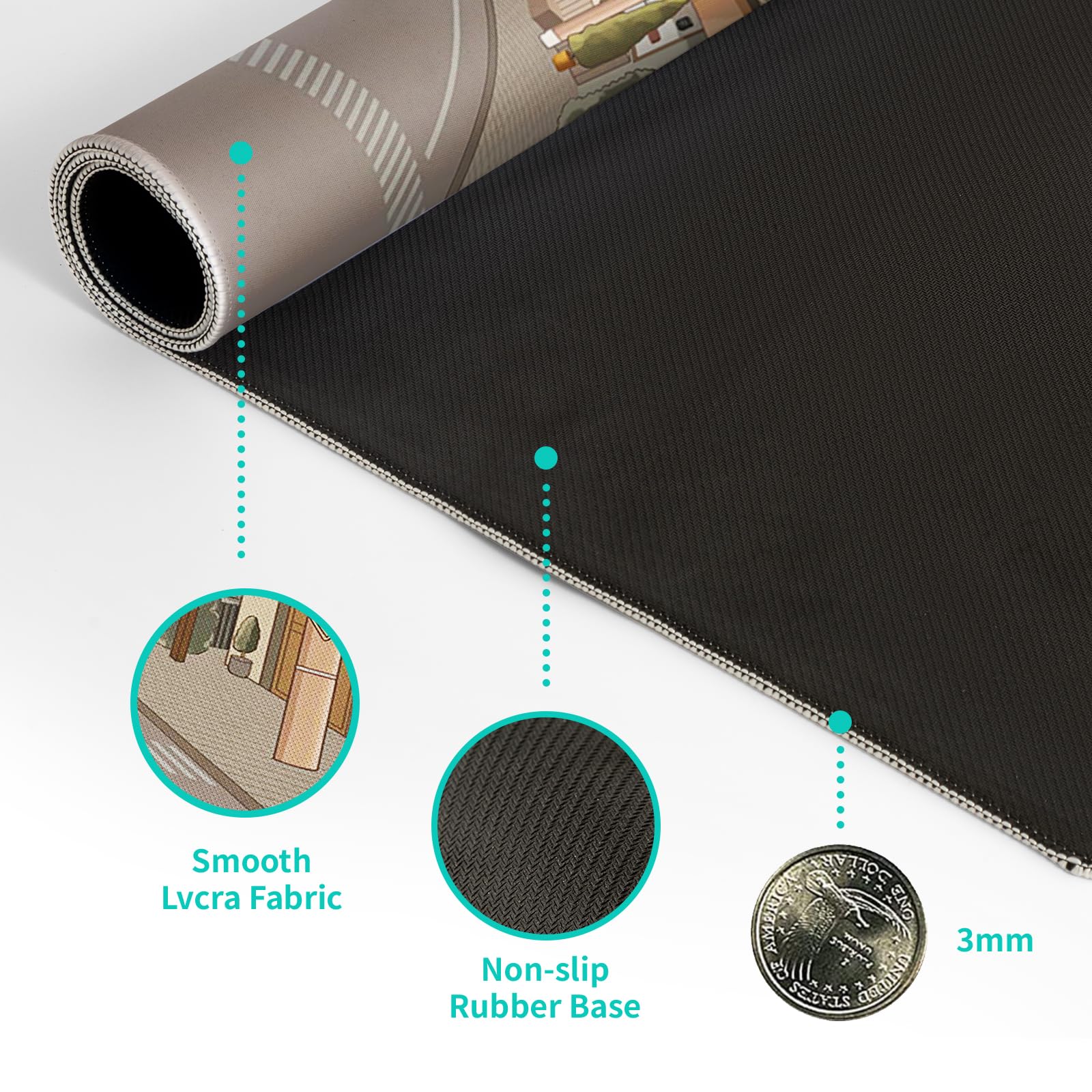 Mountain Gaming Mouse Pad 27.6x11.8 Inch Forest Large Mousepad Extended Grey Mousepad Gaming Non-Slip Rubber Base Stitched Edges Keyboard Mouse Mat Desk Pad for Office Home and Game