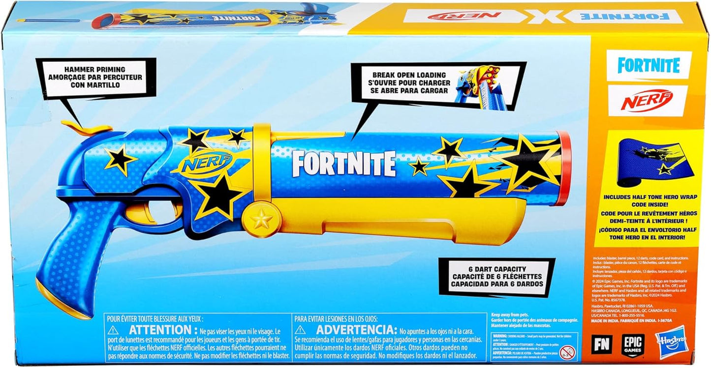 Nerf Fortnite Blaster β Half Tone Hero Wrap | Break Open Barrel, 12 Elite Darts Toy