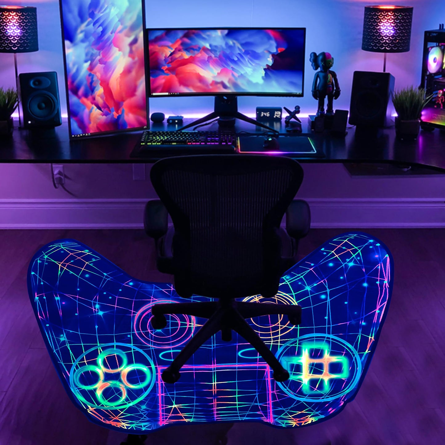 Gaming Rug Teen Boys Carpet Glow in The Blacklight Gamer Rug for Boys Room Playroom Non-Slip Area Rug Kids Boys Girls Game Room Casual Mat (60"x39")