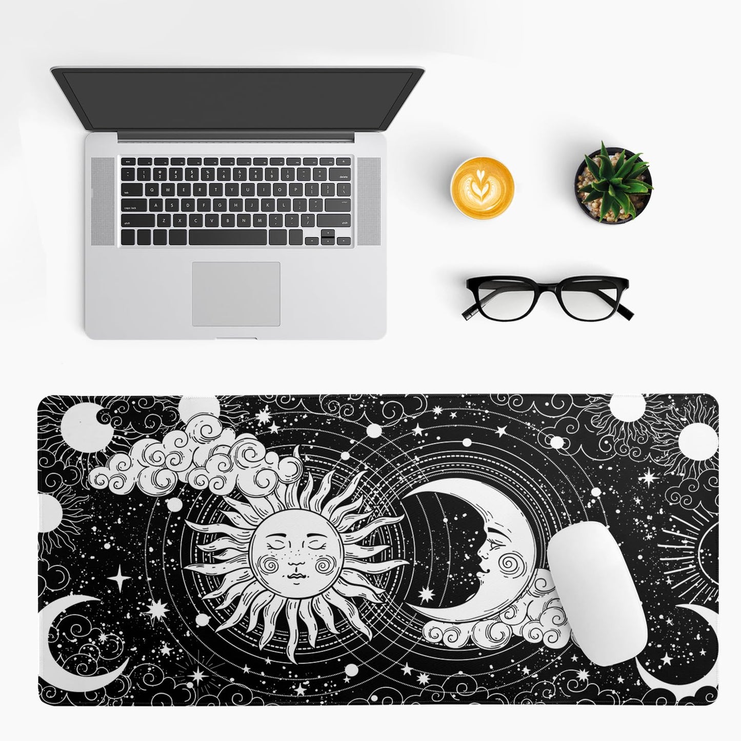 Japanese Gaming Mouse Pad Abstract Black Mouse Pad 31.5x11.8 Inch Black Sea Wave Texture Non-Slip Rubber Base Large Ocean Mousepad Stitched Edges Keyboard Mouse Mat Desk Pad for Office and Home