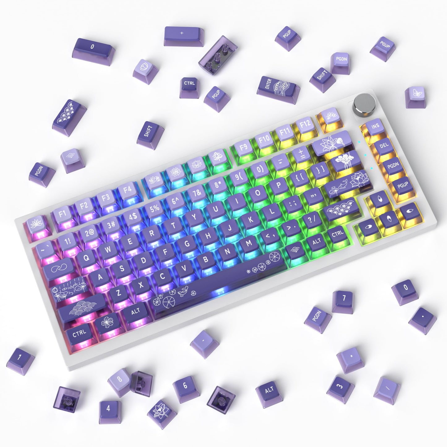 GTSP 61 Keycaps 60 Percent, Ducky One 2 Mini Keycaps for Mechanical Keyboard OEM Profile RGB PBT Keycap Set with Key Puller for Cherry MX Switches SK 61/Joker (Only keycaps) Blue