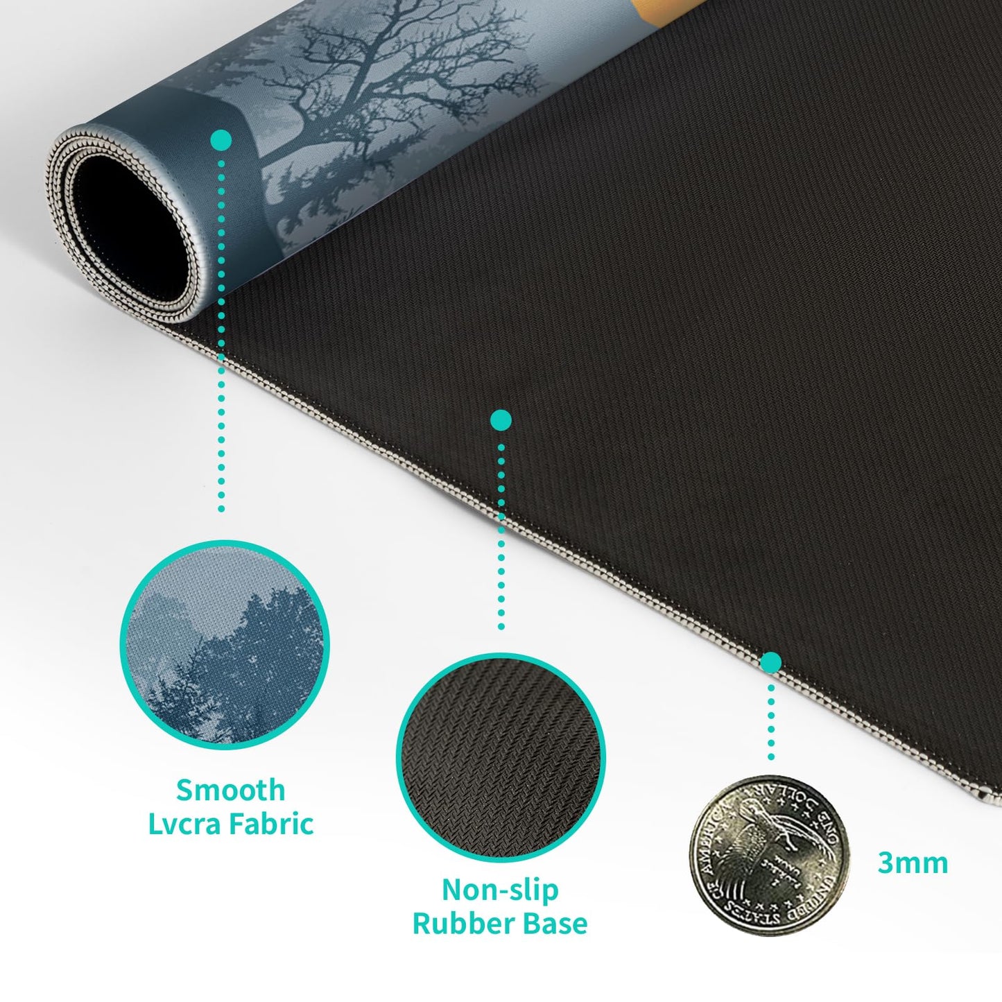 Mountain Gaming Mouse Pad 27.6x11.8 Inch Forest Large Mousepad Extended Grey Mousepad Gaming Non-Slip Rubber Base Stitched Edges Keyboard Mouse Mat Desk Pad for Office Home and Game