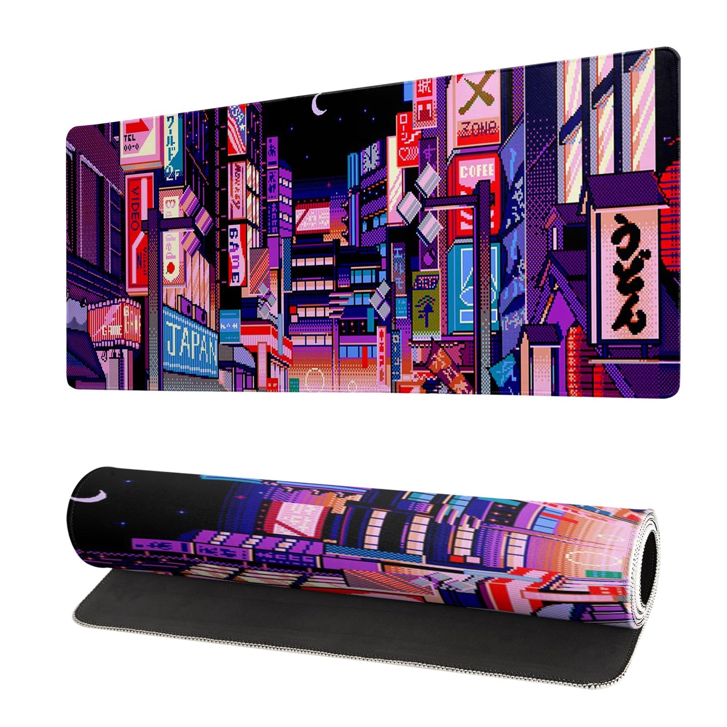 Mountain Gaming Mouse Pad 27.6x11.8 Inch Forest Large Mousepad Extended Grey Mousepad Gaming Non-Slip Rubber Base Stitched Edges Keyboard Mouse Mat Desk Pad for Office Home and Game Japanese Street