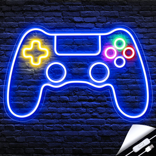 Gamer Neon Sign - LED Gamepad Neon Light for Teen Boy Room Decor | USB Powered Home Decor