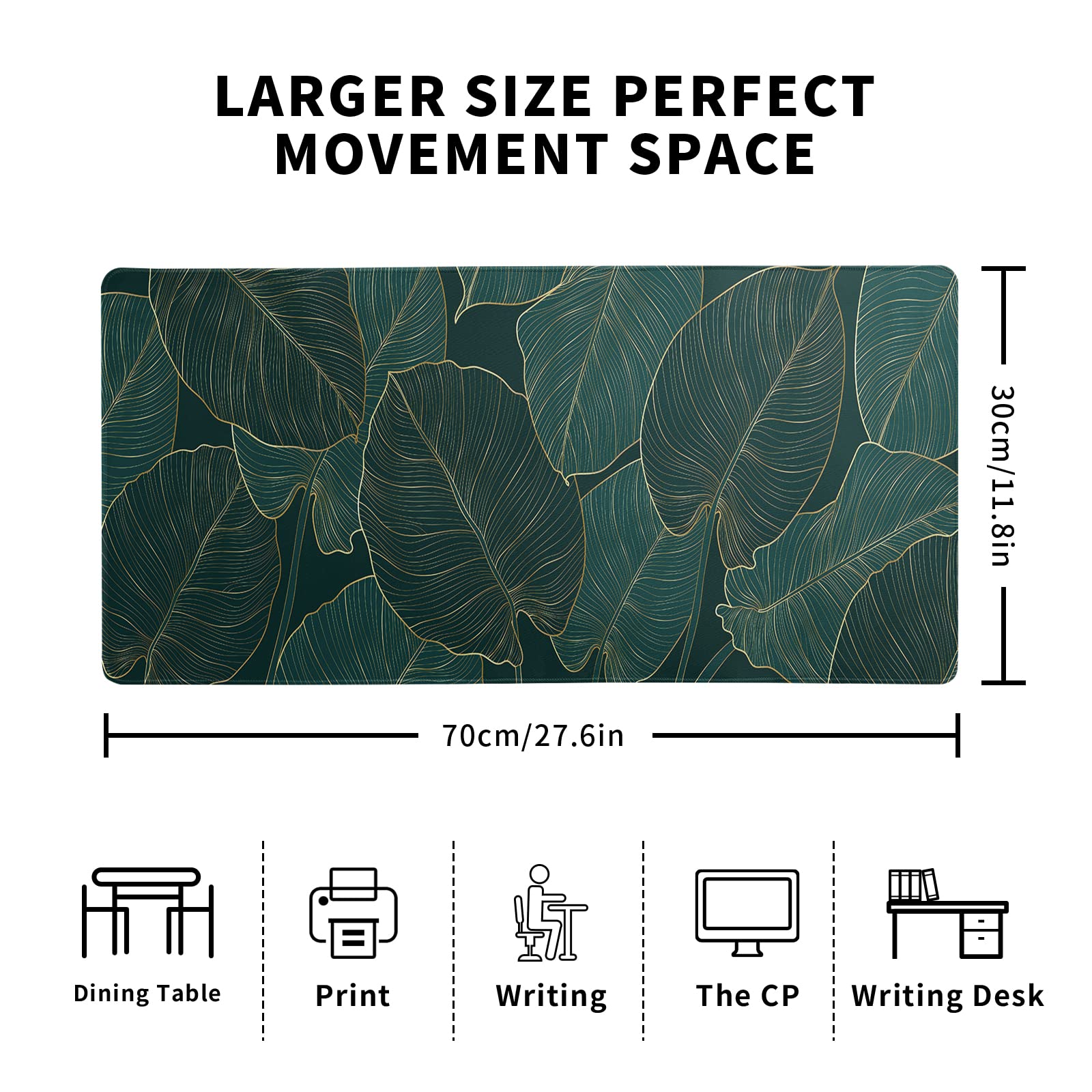 Mountain Gaming Mouse Pad 27.6x11.8 Inch Forest Large Mousepad Extended Grey Mousepad Gaming Non-Slip Rubber Base Stitched Edges Keyboard Mouse Mat Desk Pad for Office Home and Game